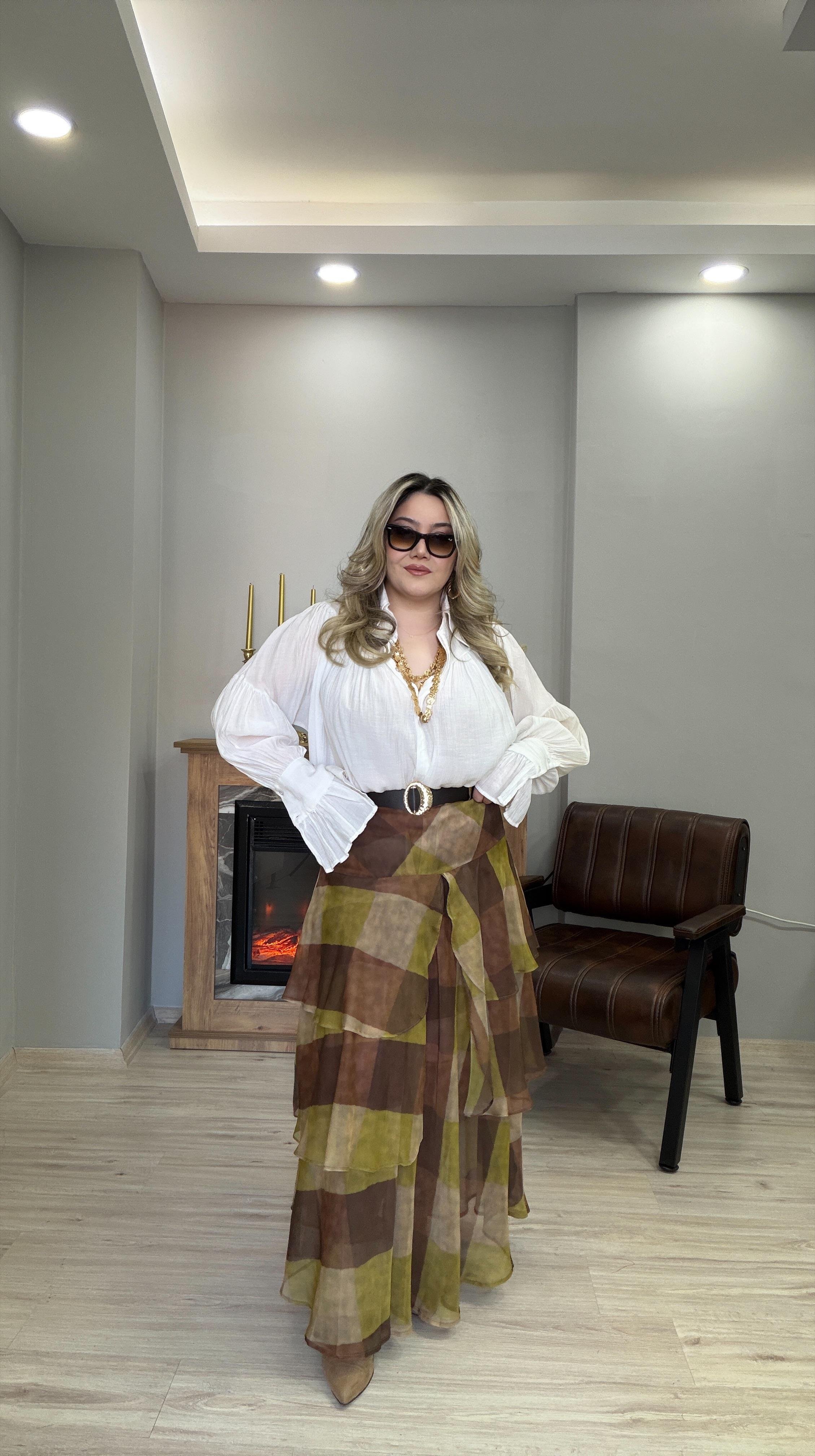 KEMERLİ VOLANLI ETEK HAKİ