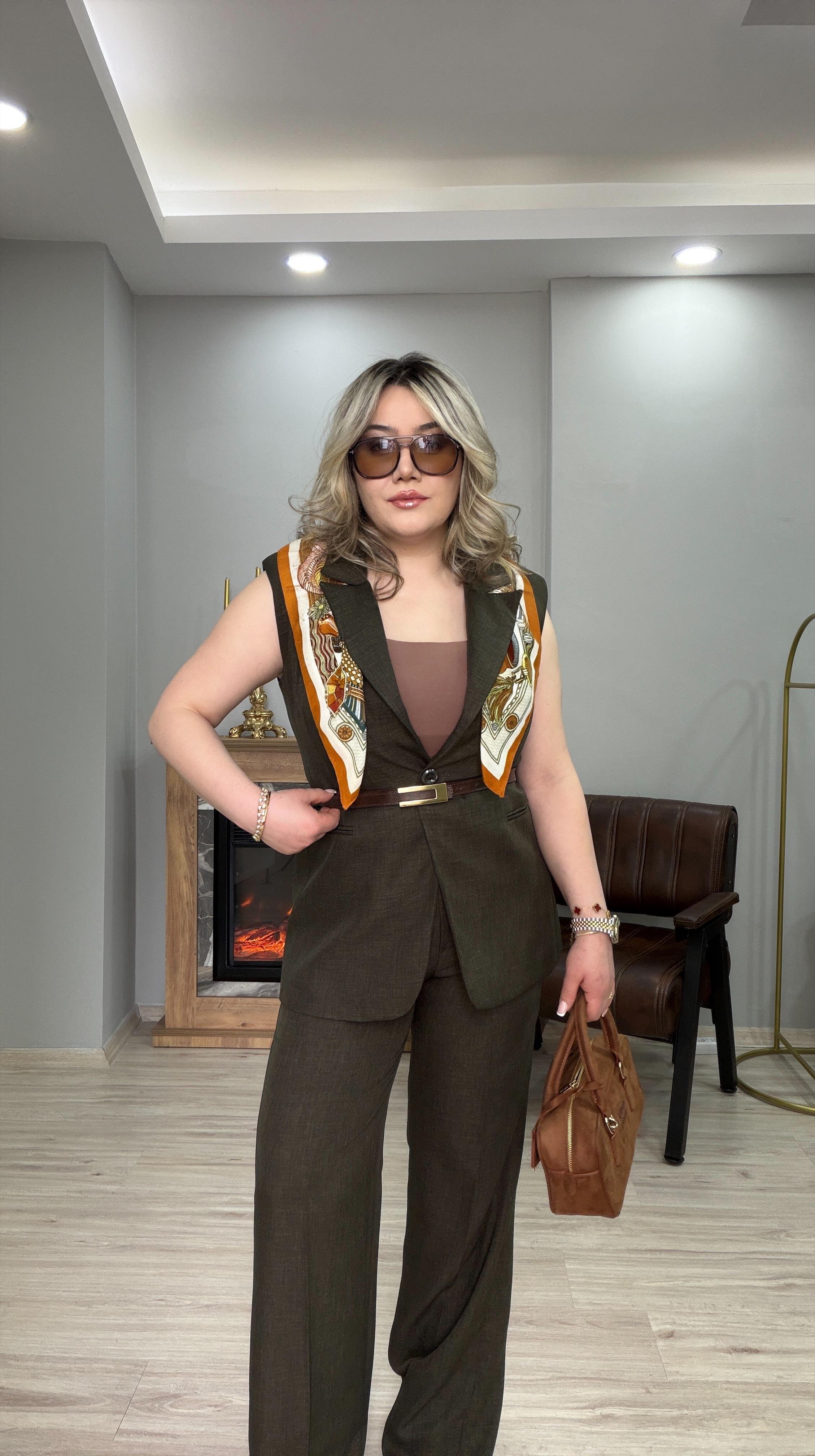 KEMERLİ YELEKLİ HAKİ TAKIM