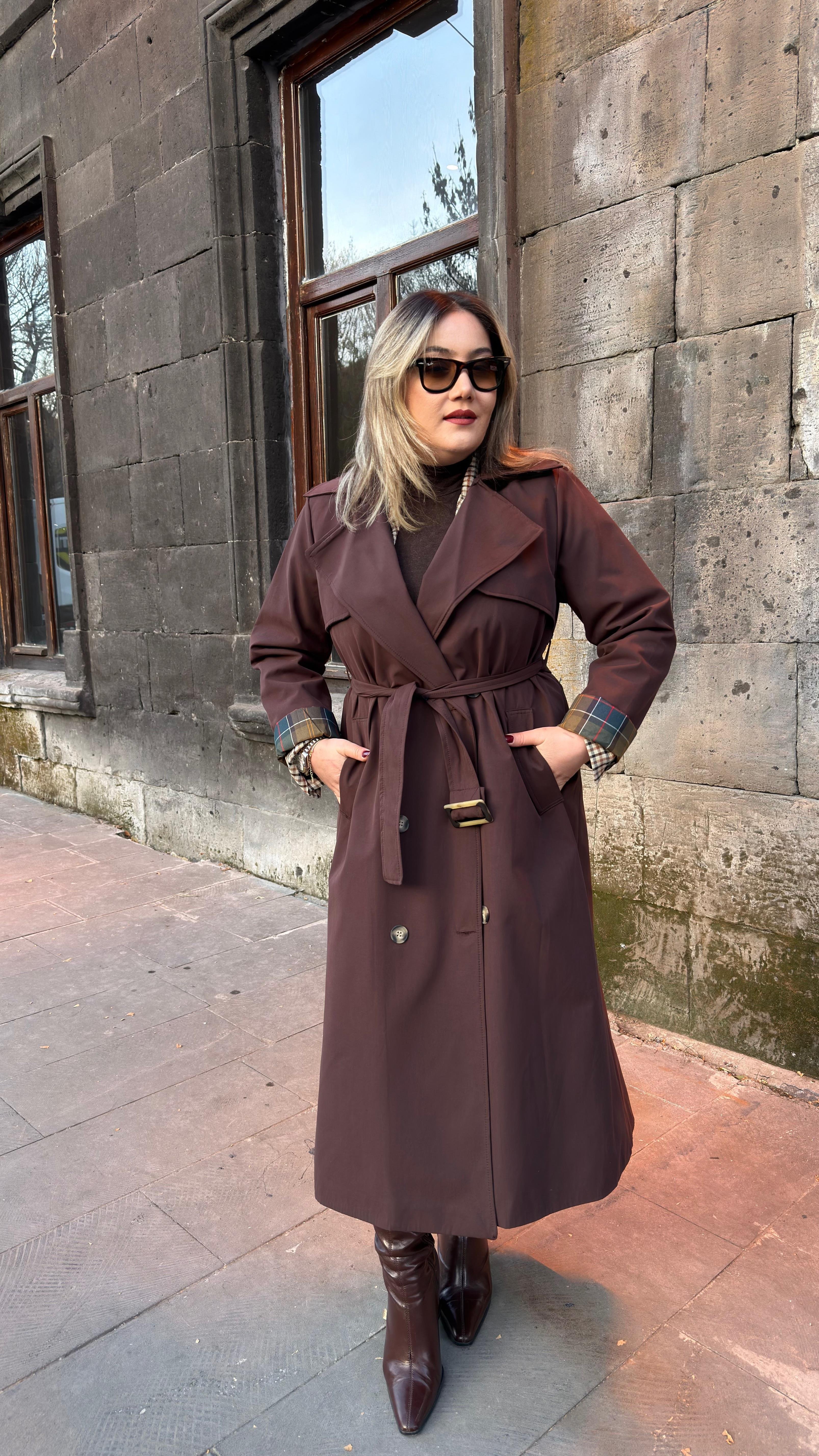 KLASİK MODEL TRENÇKOT KAHVE