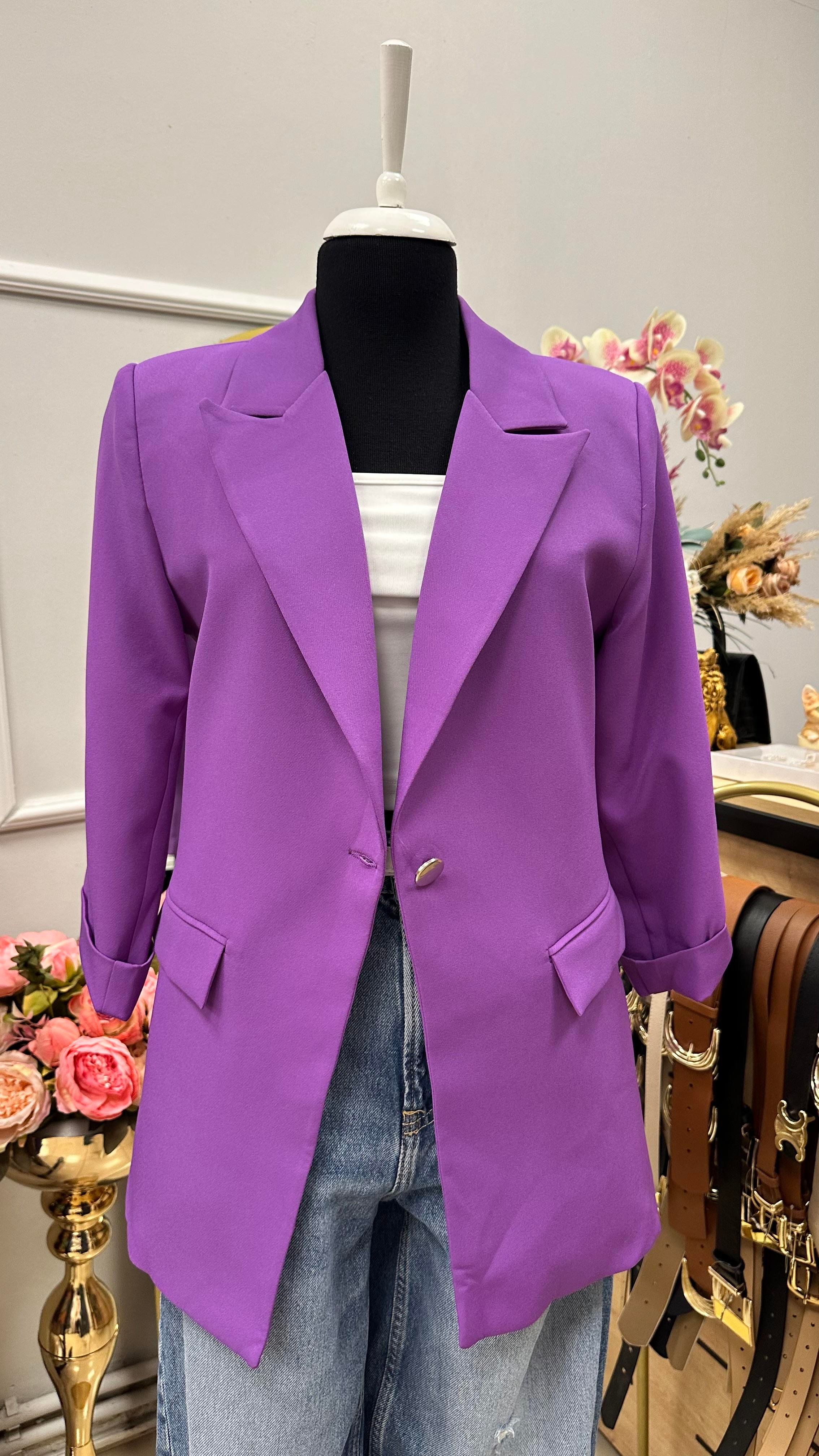 KOL DÜĞME DETAYLI BLAZER CEKET LİLA 