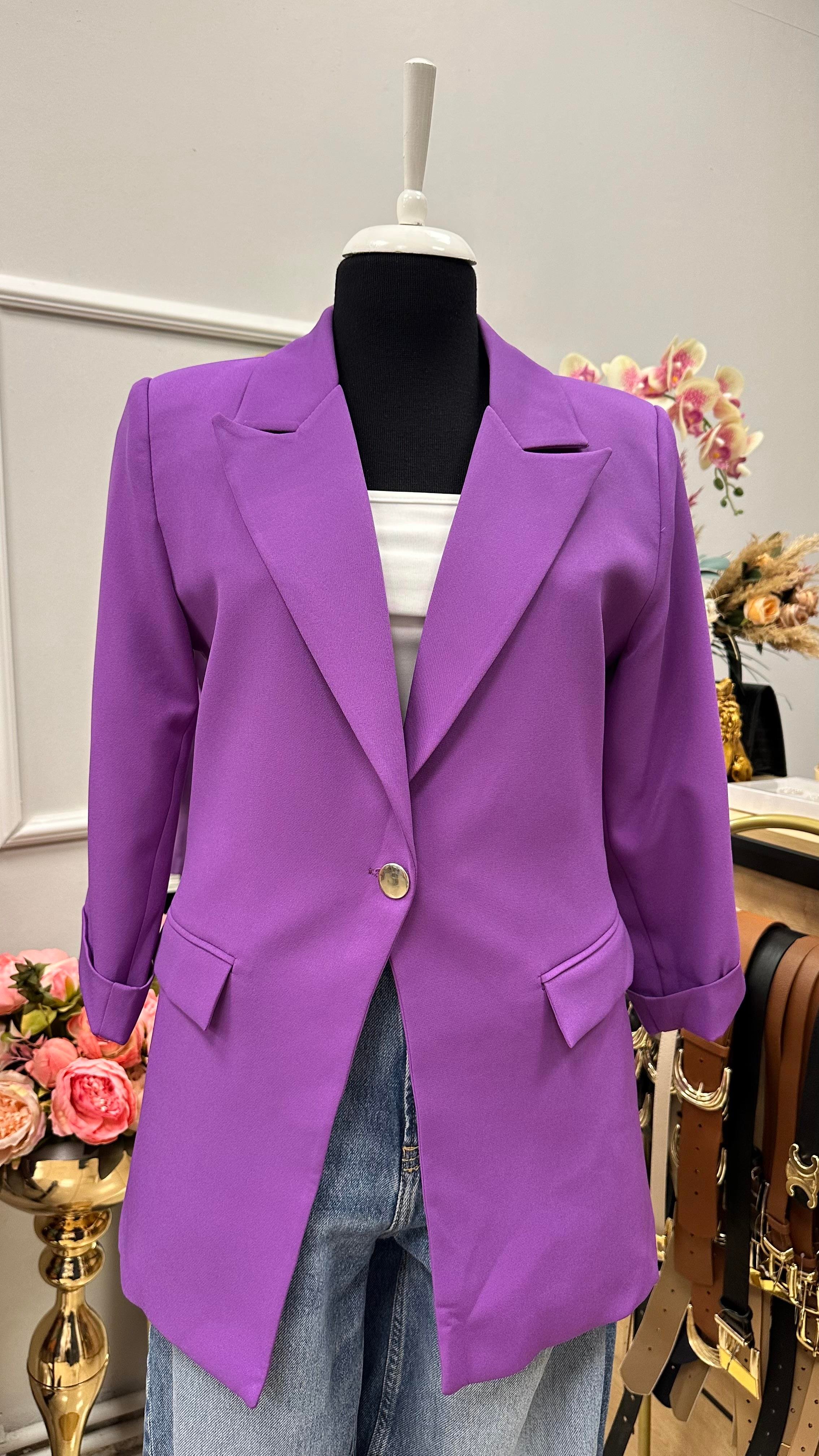 KOL DÜĞME DETAYLI BLAZER CEKET LİLA 