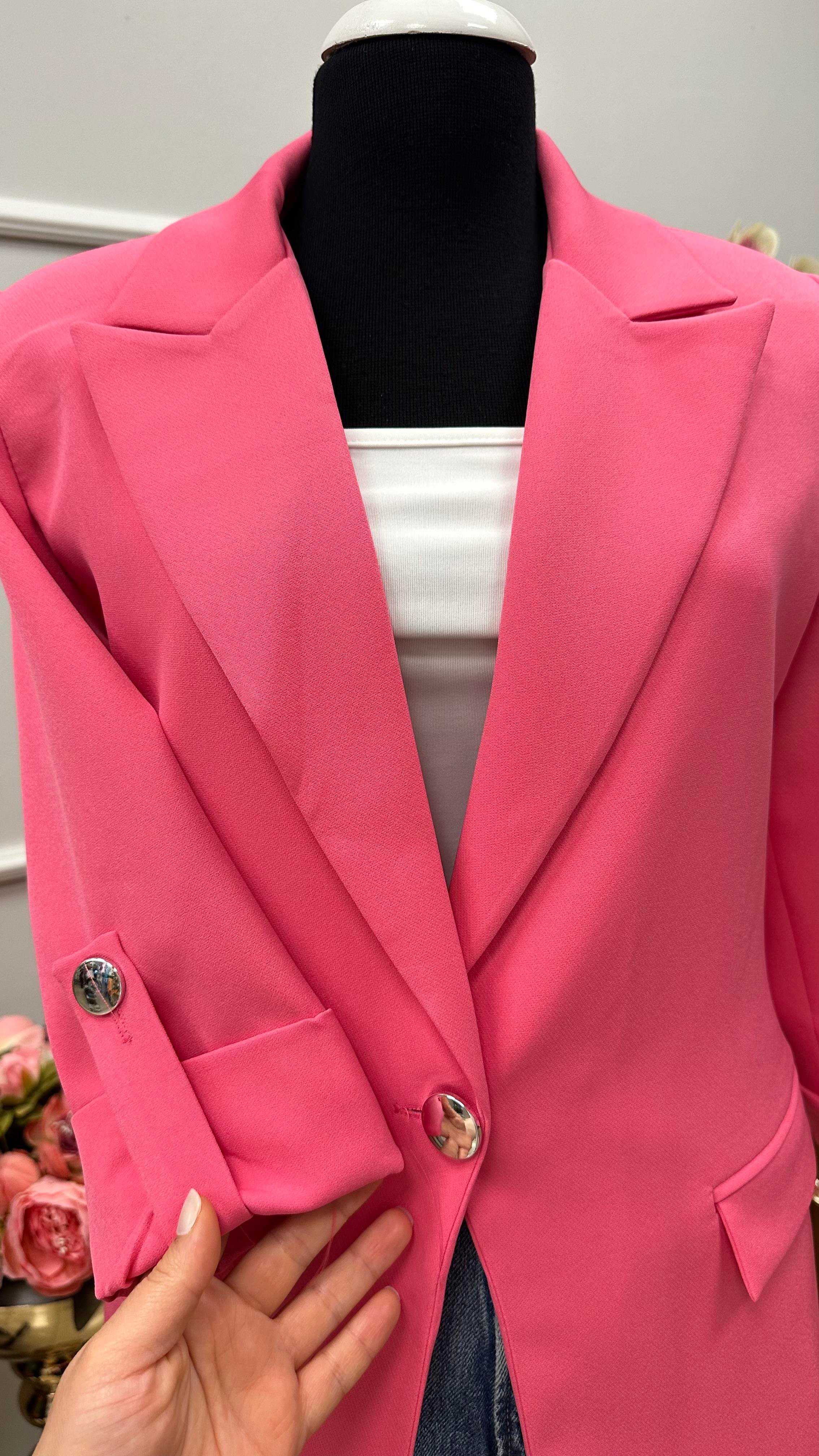 KOL DÜĞME DETAYLI BLAZER CEKET PEMBE