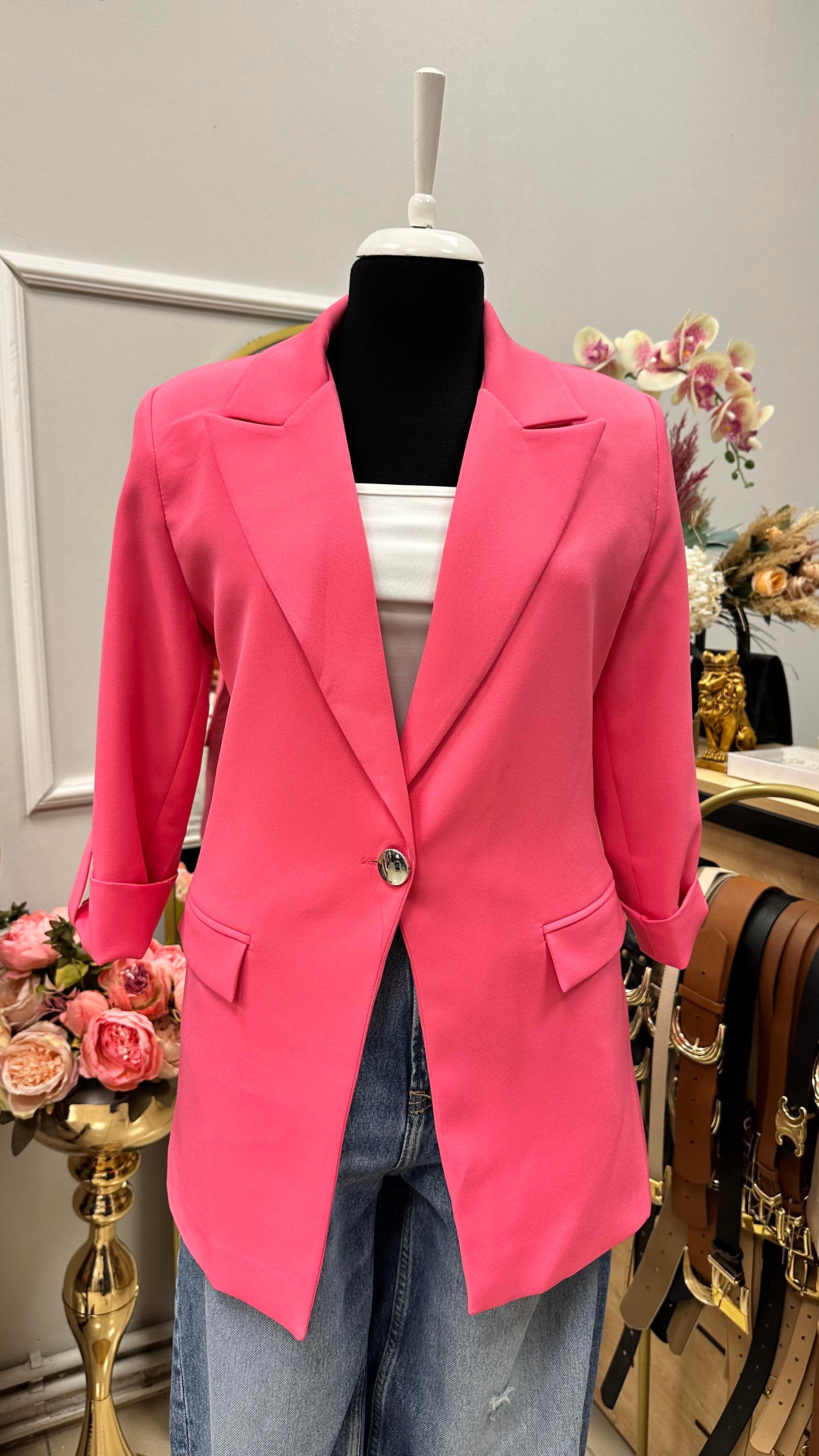 KOL DÜĞME DETAYLI BLAZER CEKET PEMBE