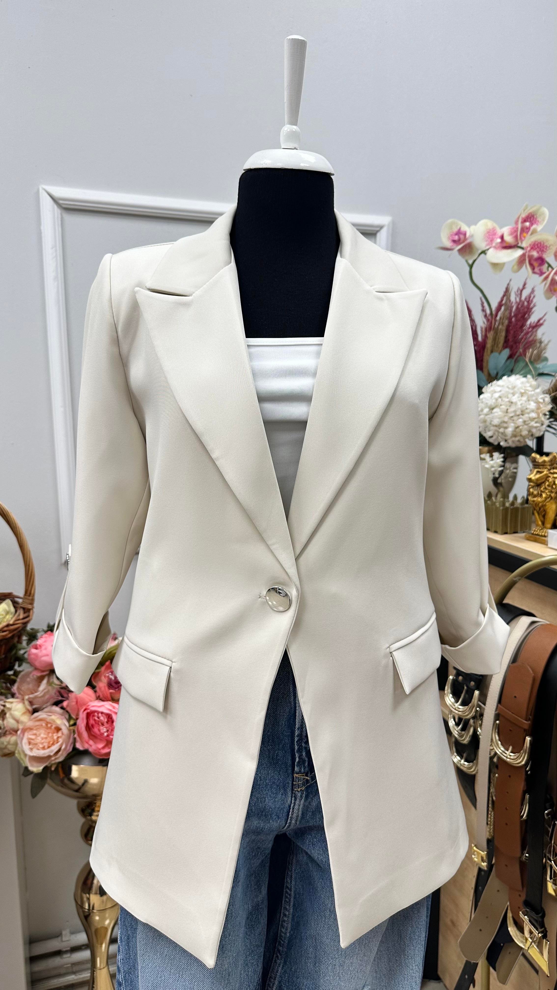 KOL DÜĞME DETAYLI BLAZER CEKET TAŞ