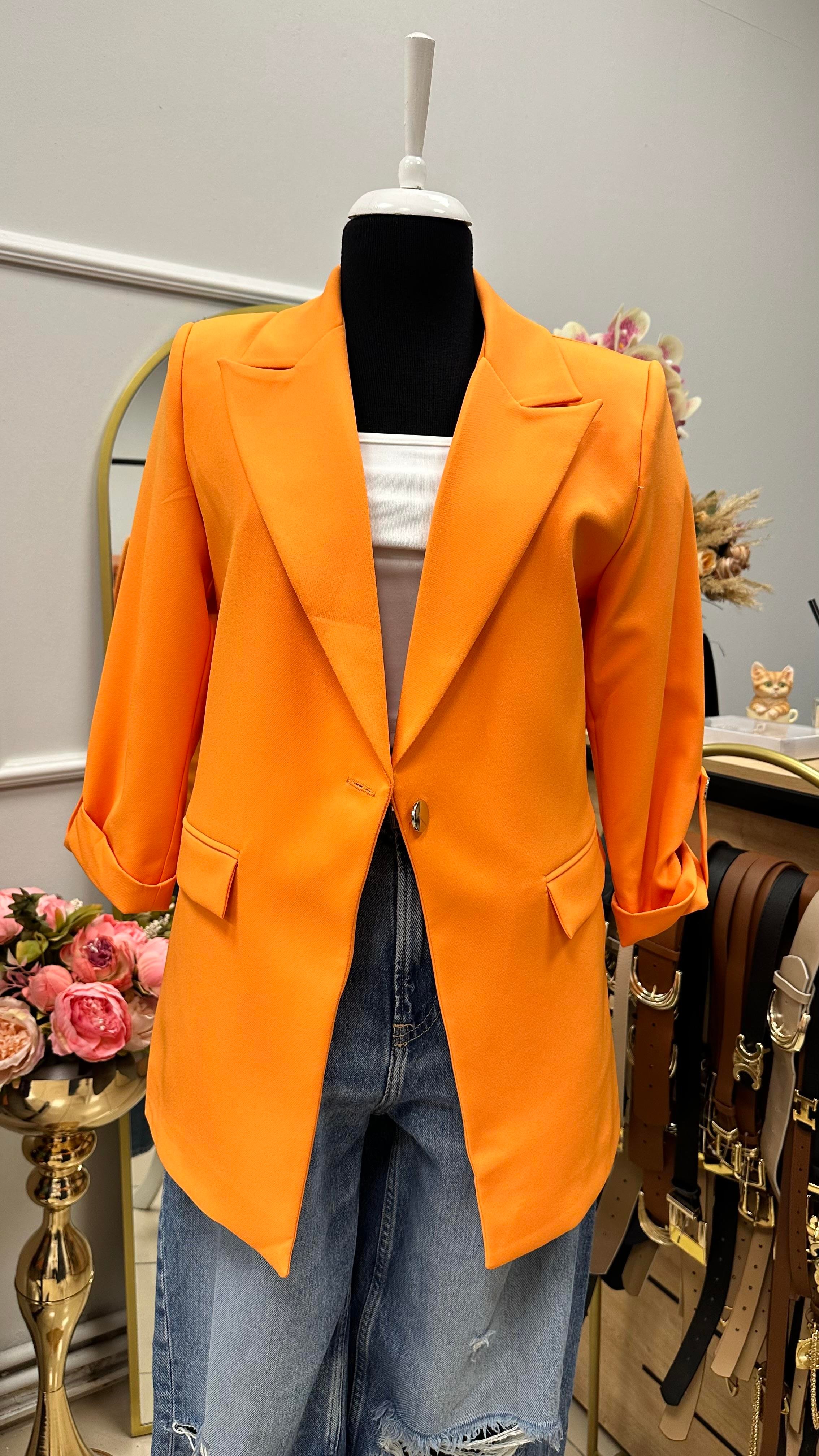 KOL DÜĞME DETAYLI BLAZER CEKET TURUNCU