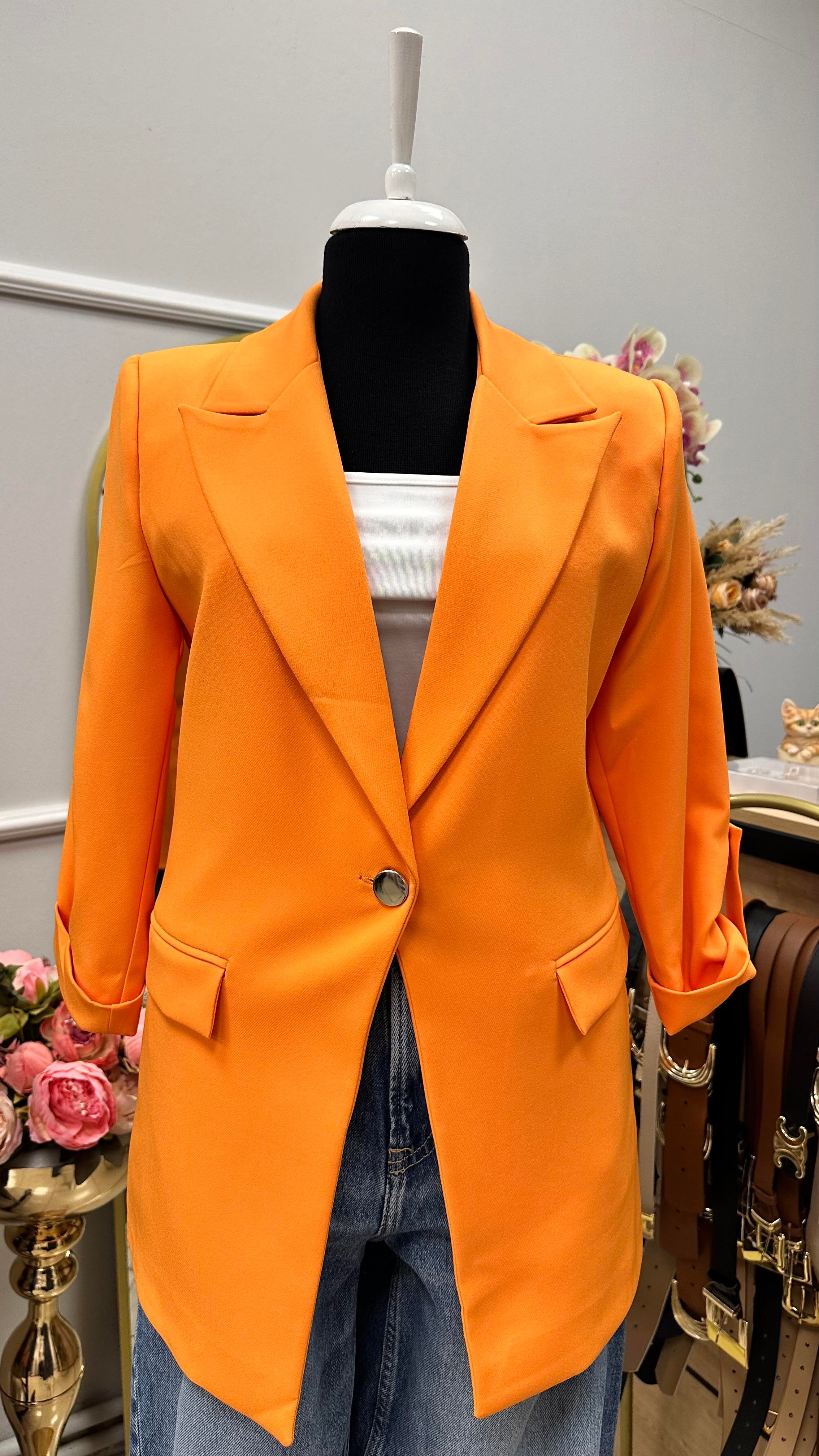 KOL DÜĞME DETAYLI BLAZER CEKET TURUNCU