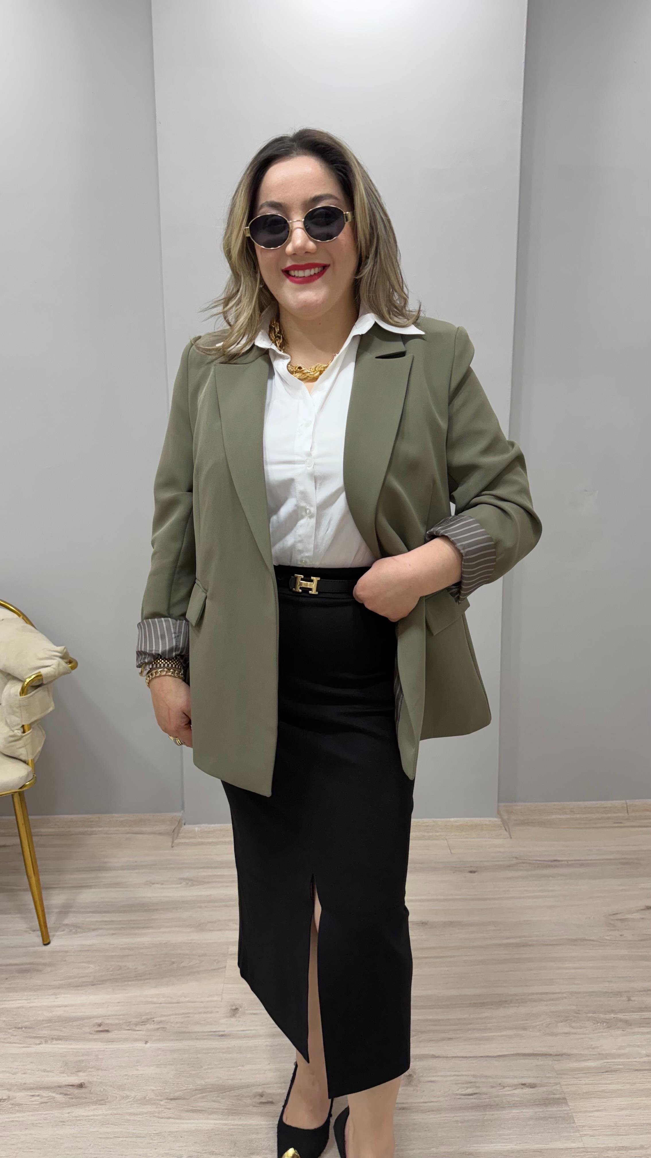 KOL KATLAMALI BLAZER CEKET HAKİ