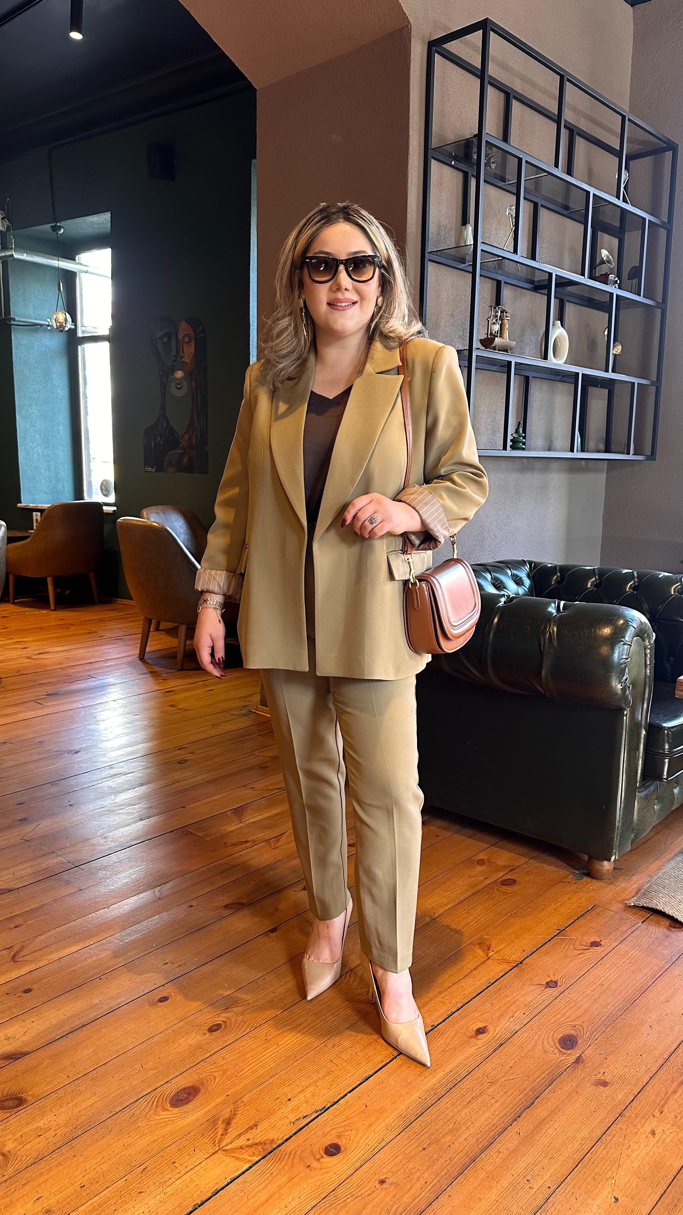 KOL KATLAMALI BLAZER CEKET HAKİ
