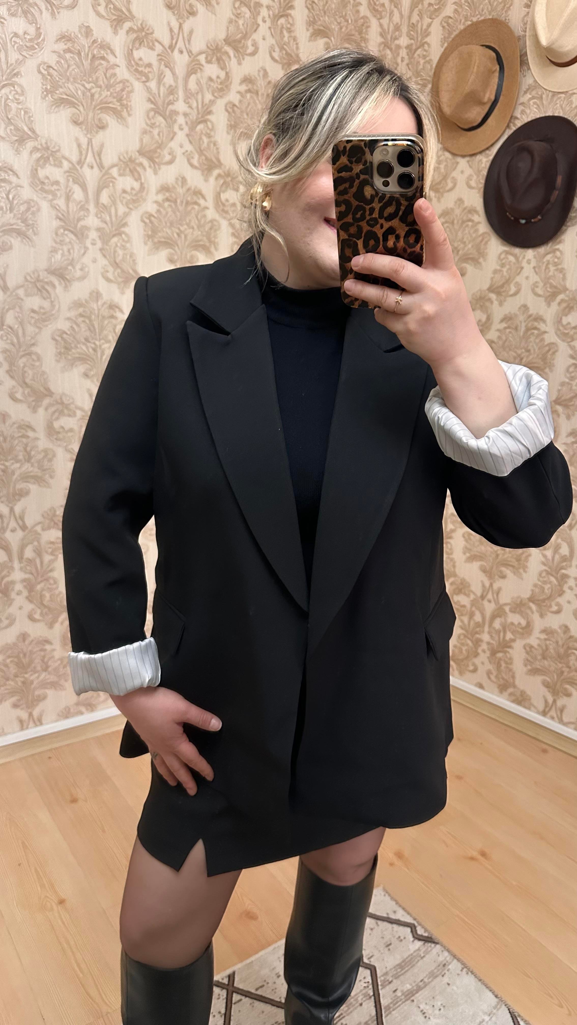 KOL KATLAMALI BLAZER CEKET SİYAH