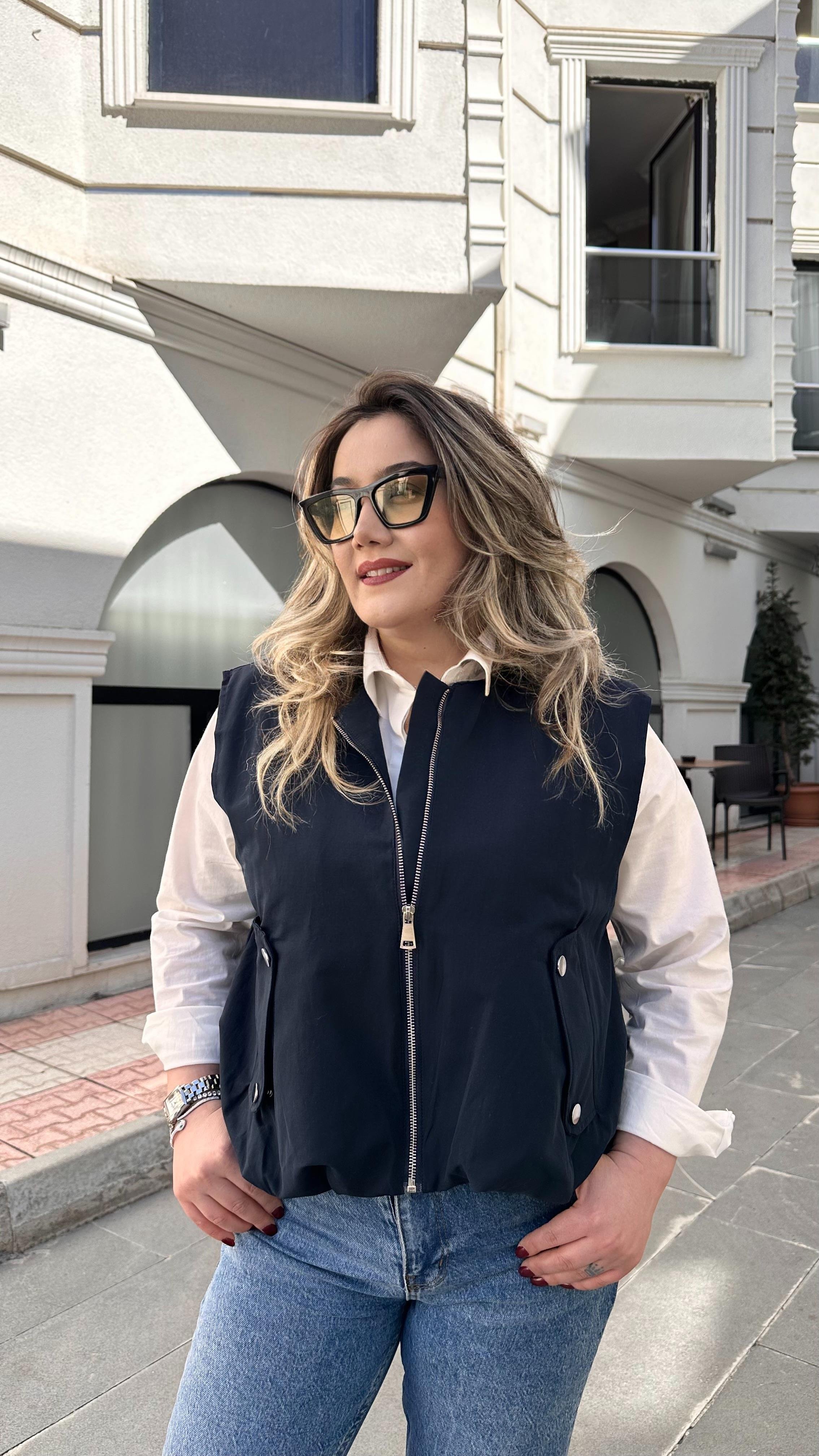 LACİVERT BOMBER YELEK