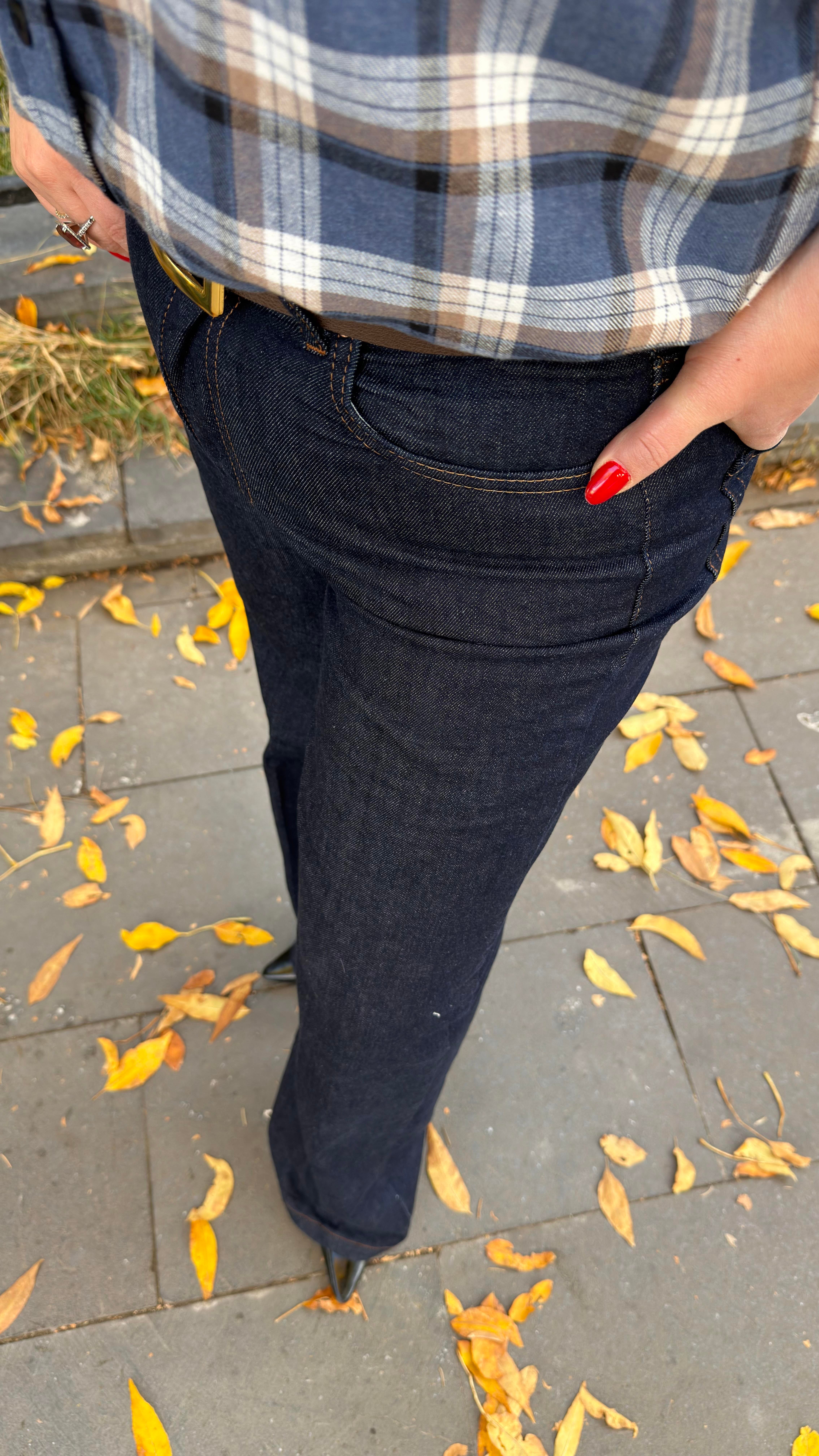 LACİVERT WİDE LEG JEAN 