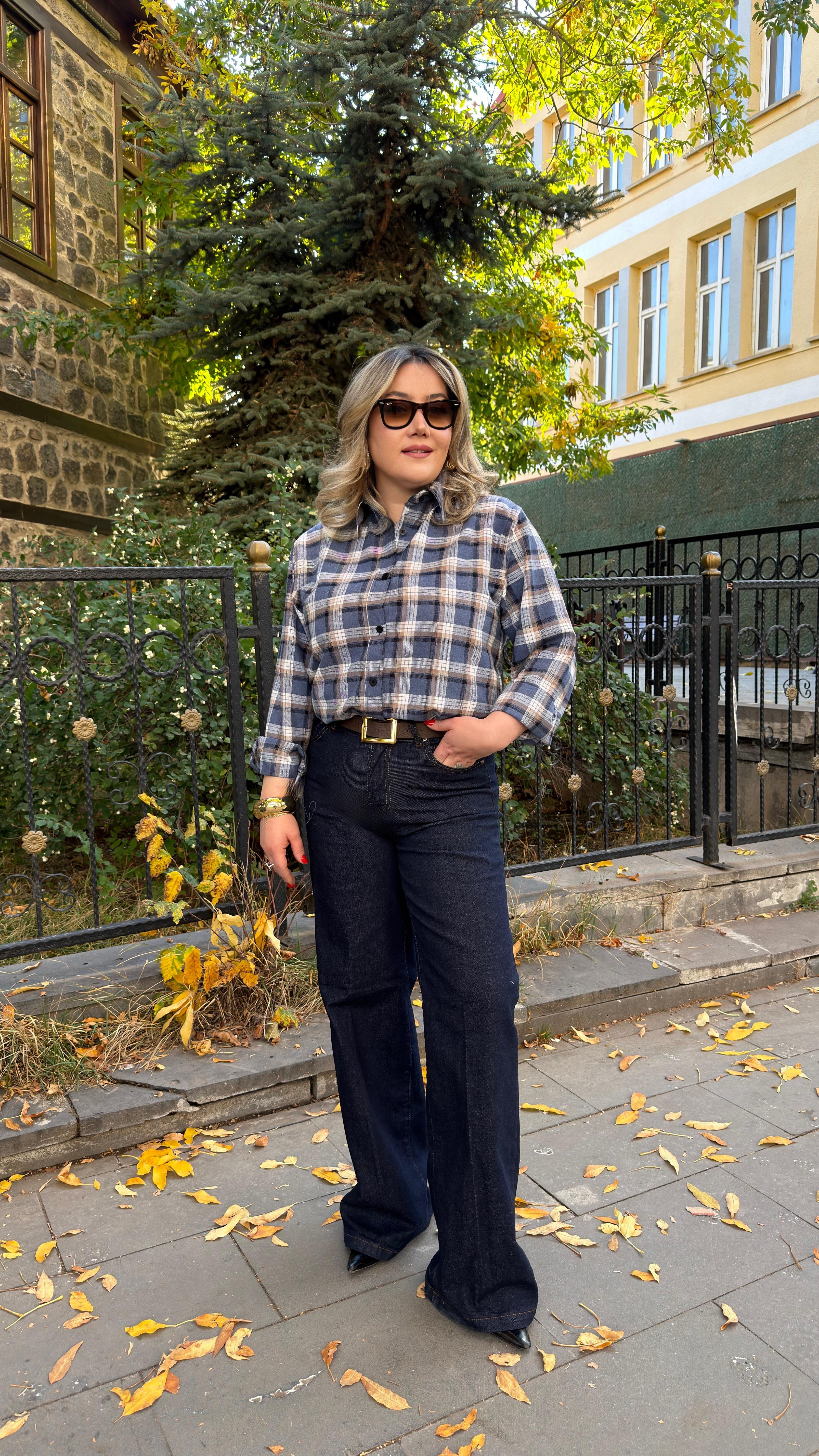 LACİVERT WİDE LEG JEAN 