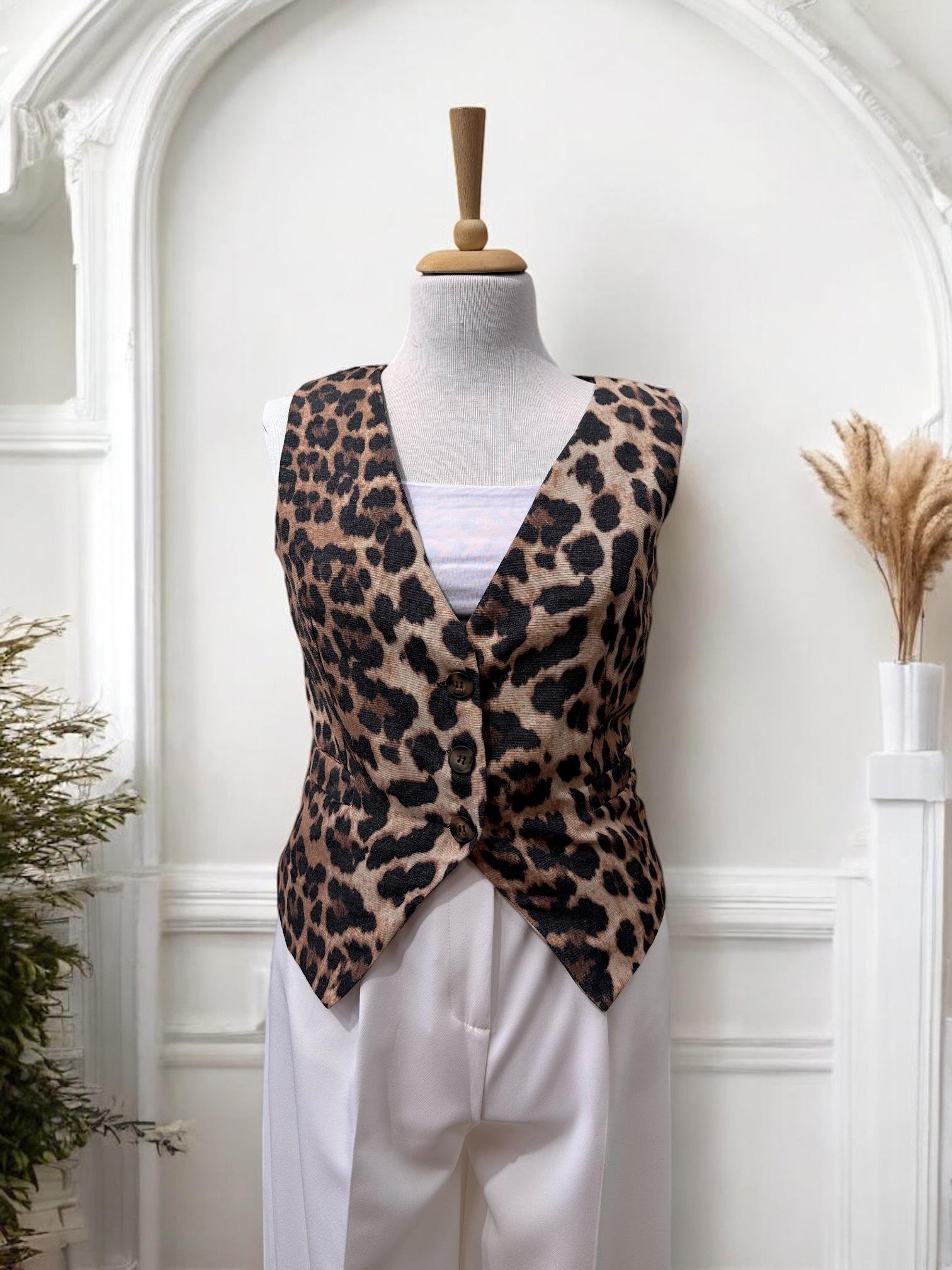 LEOPAR DESEN CEPKEN YELEK