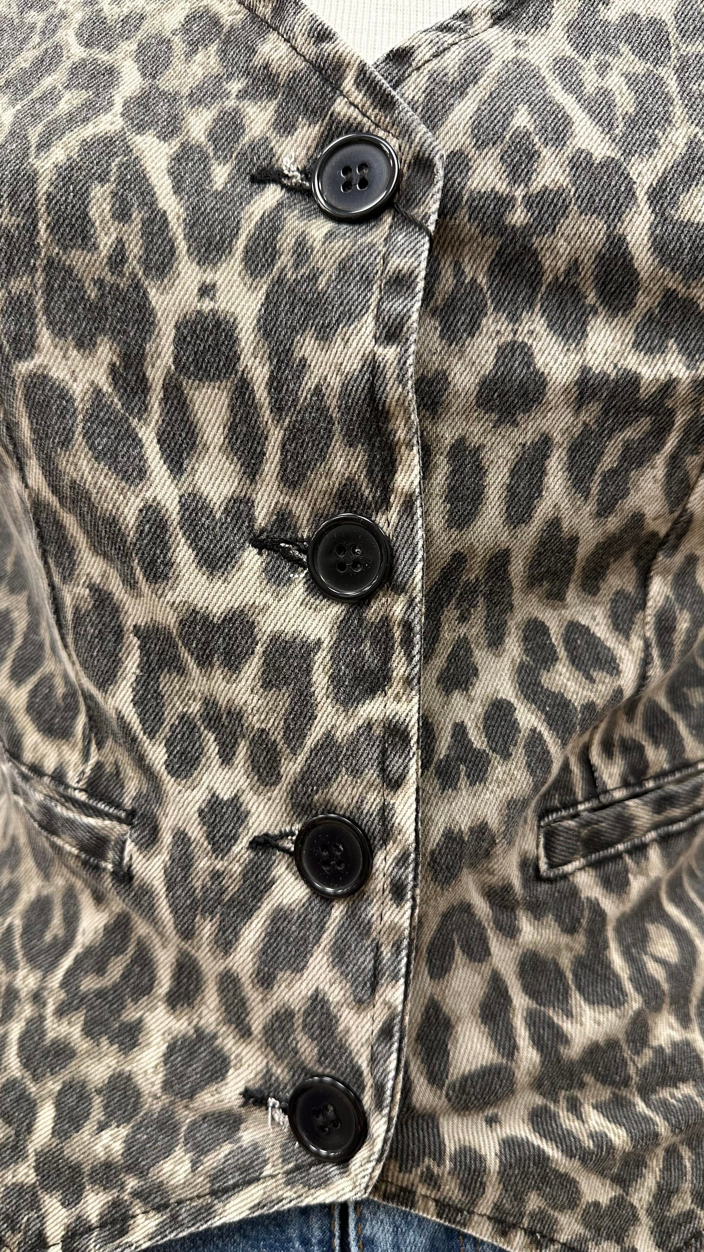LEOPAR DESEN JEAN CEPKEN YELEK