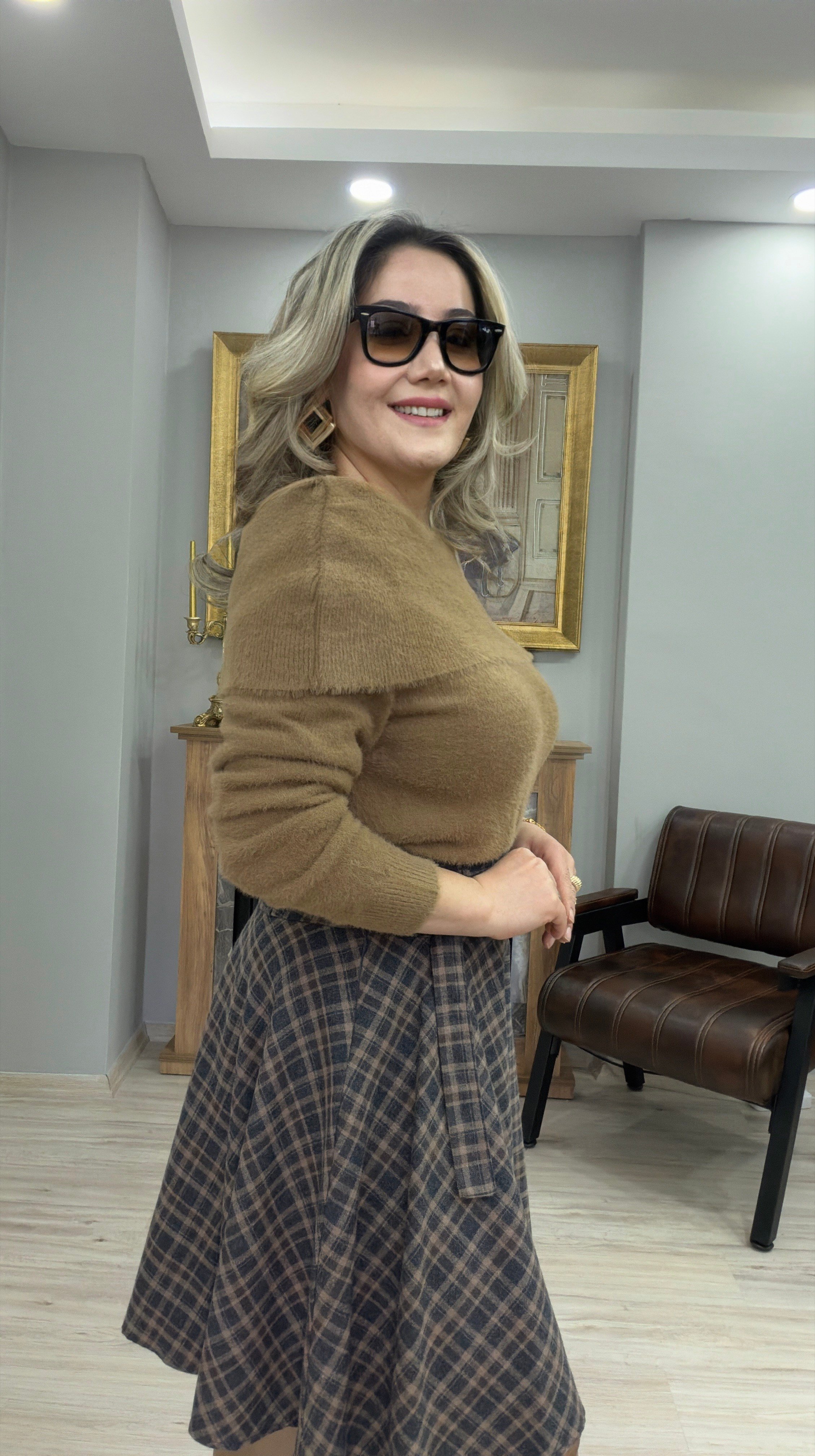 MADONNA YAKA ANGORA KAZAK CAMEL