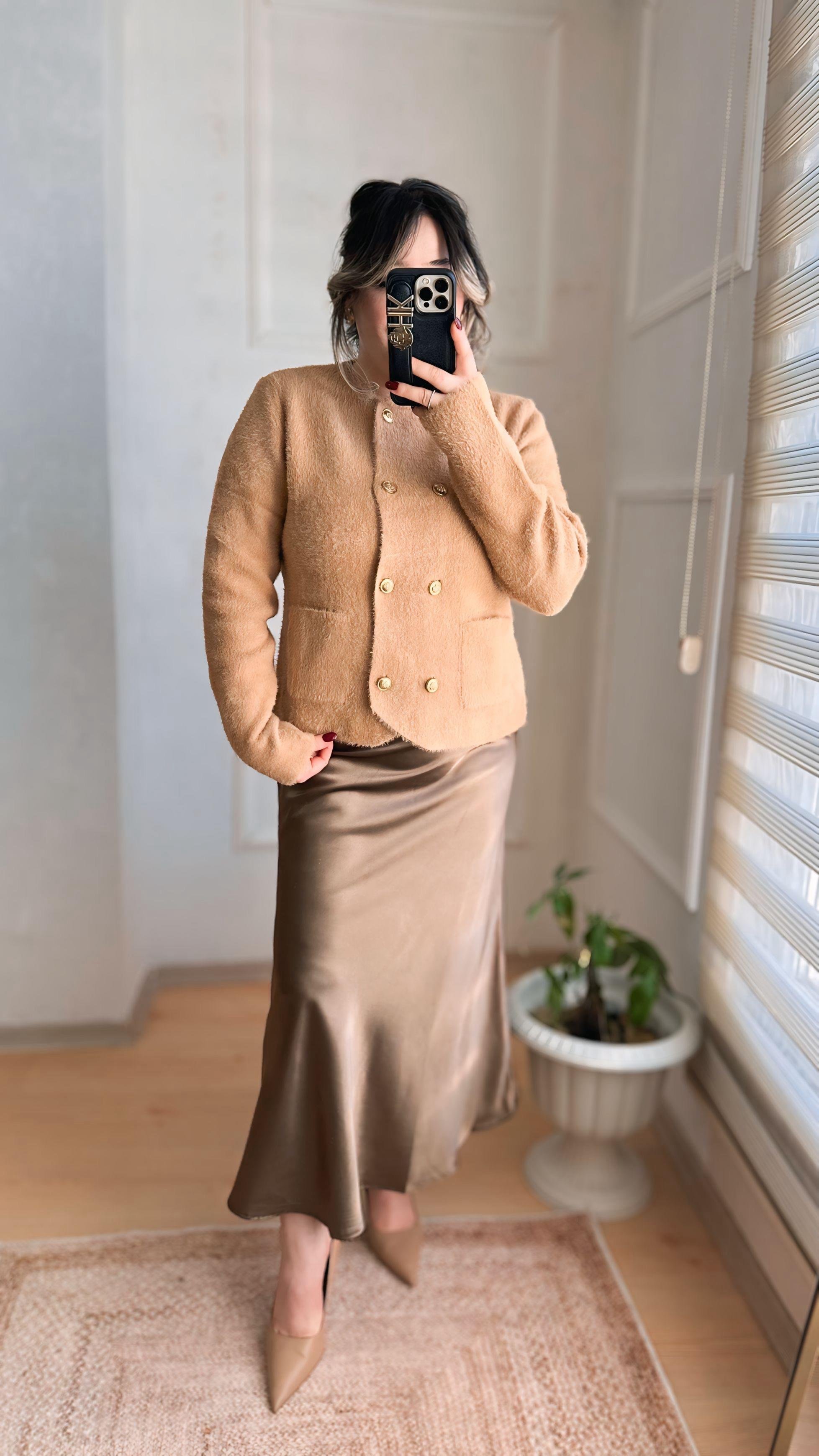 MASSİ GOLD DÜĞMELİ ANGORA HIRKA TABA