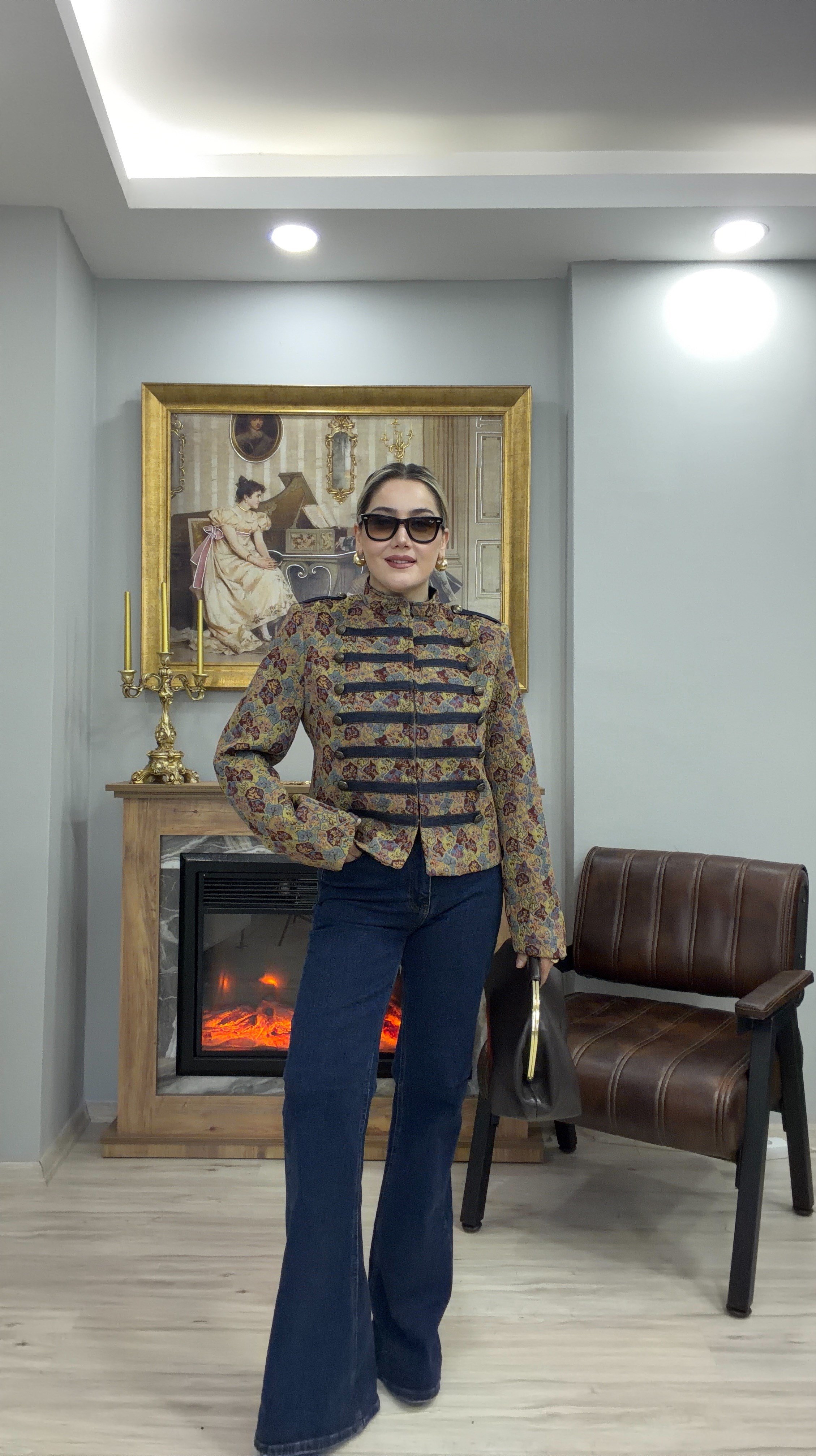 NAPOLYON DESENLİ JEAN CEKET YEŞİL