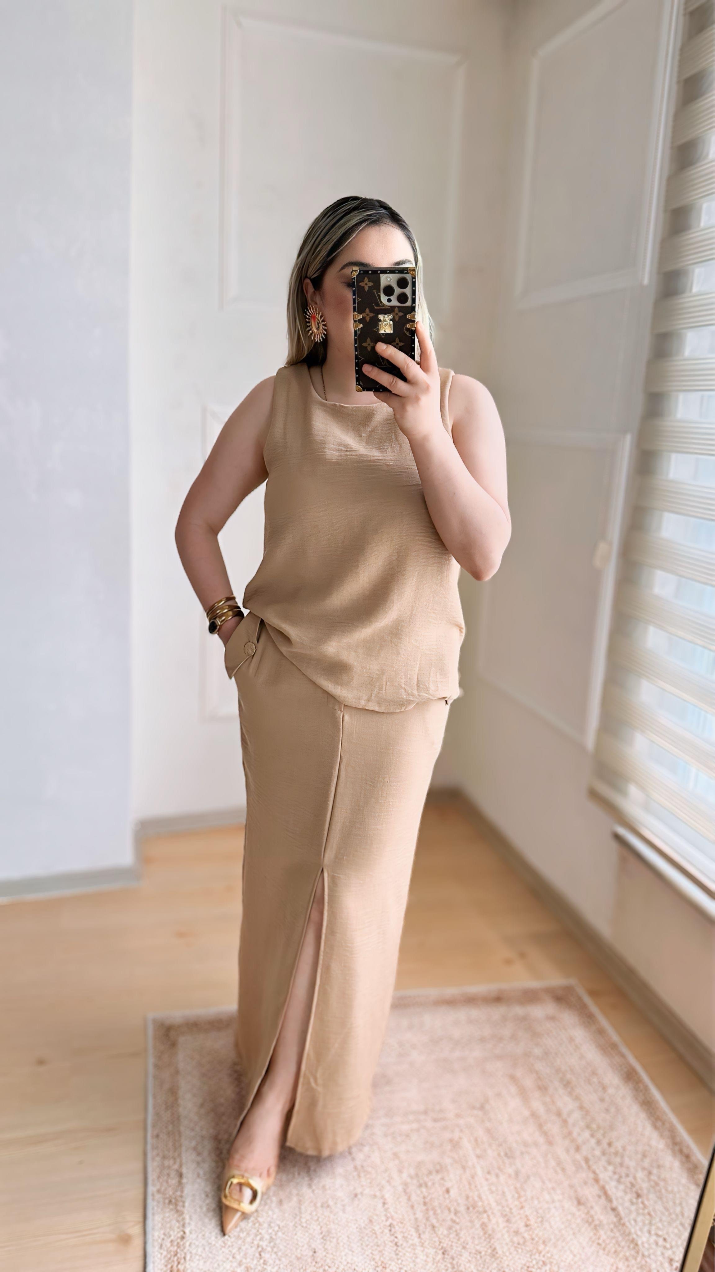 NUDE GOLD DÜĞMELİ İKİLİ TAKIM