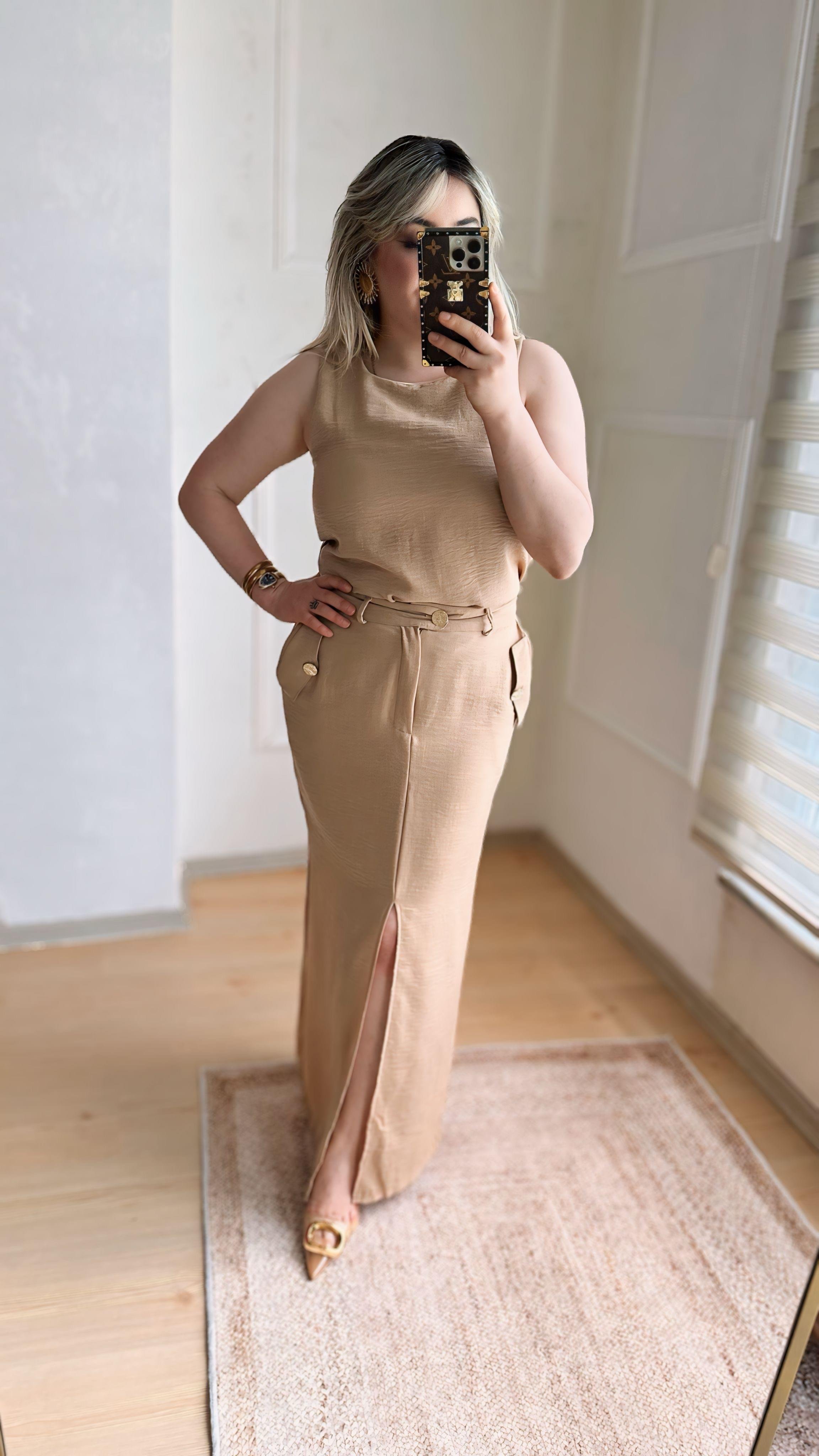 NUDE GOLD DÜĞMELİ İKİLİ TAKIM