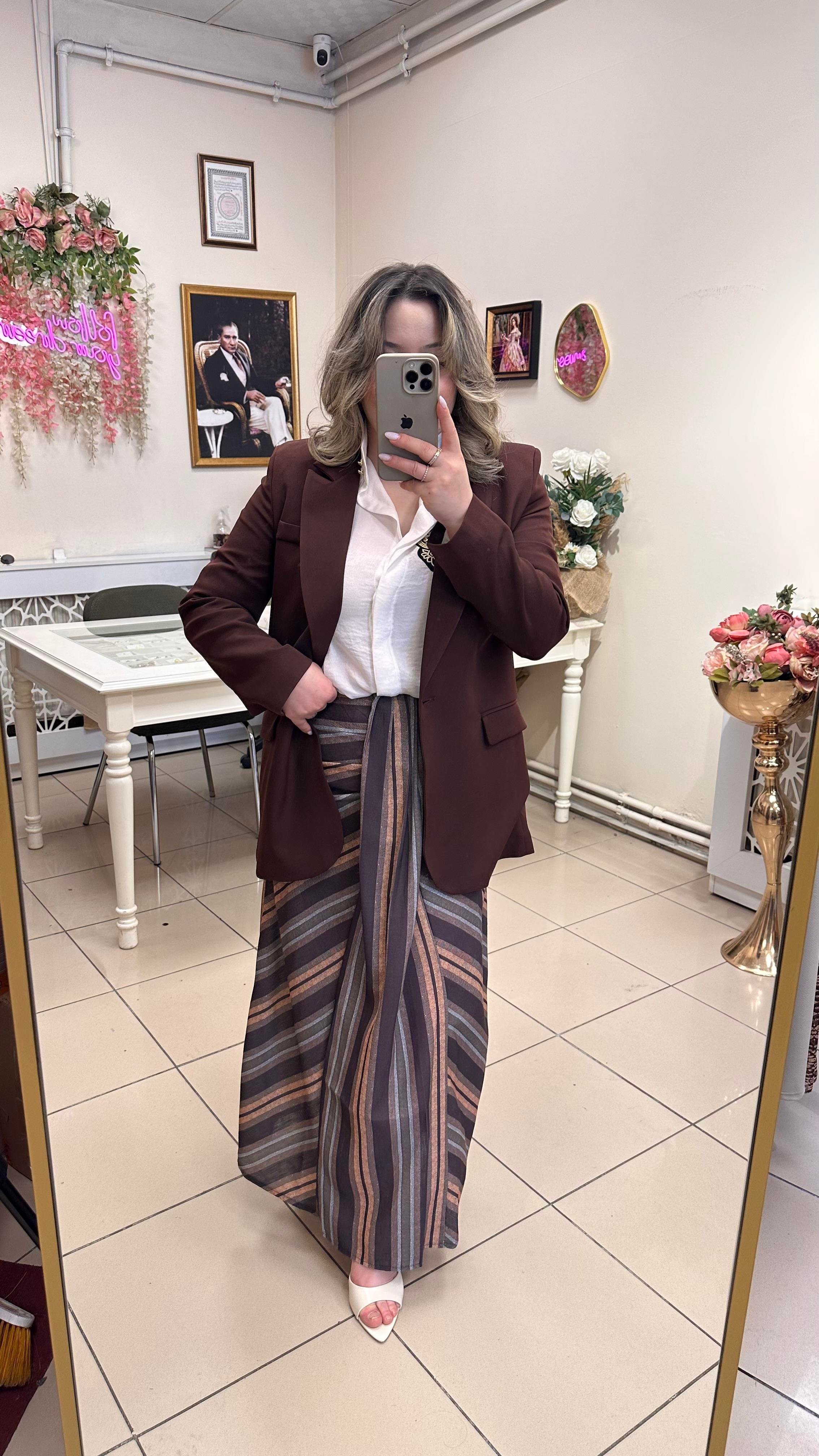 QUZU MARKA BLAZER CEKET ACI KAHVE