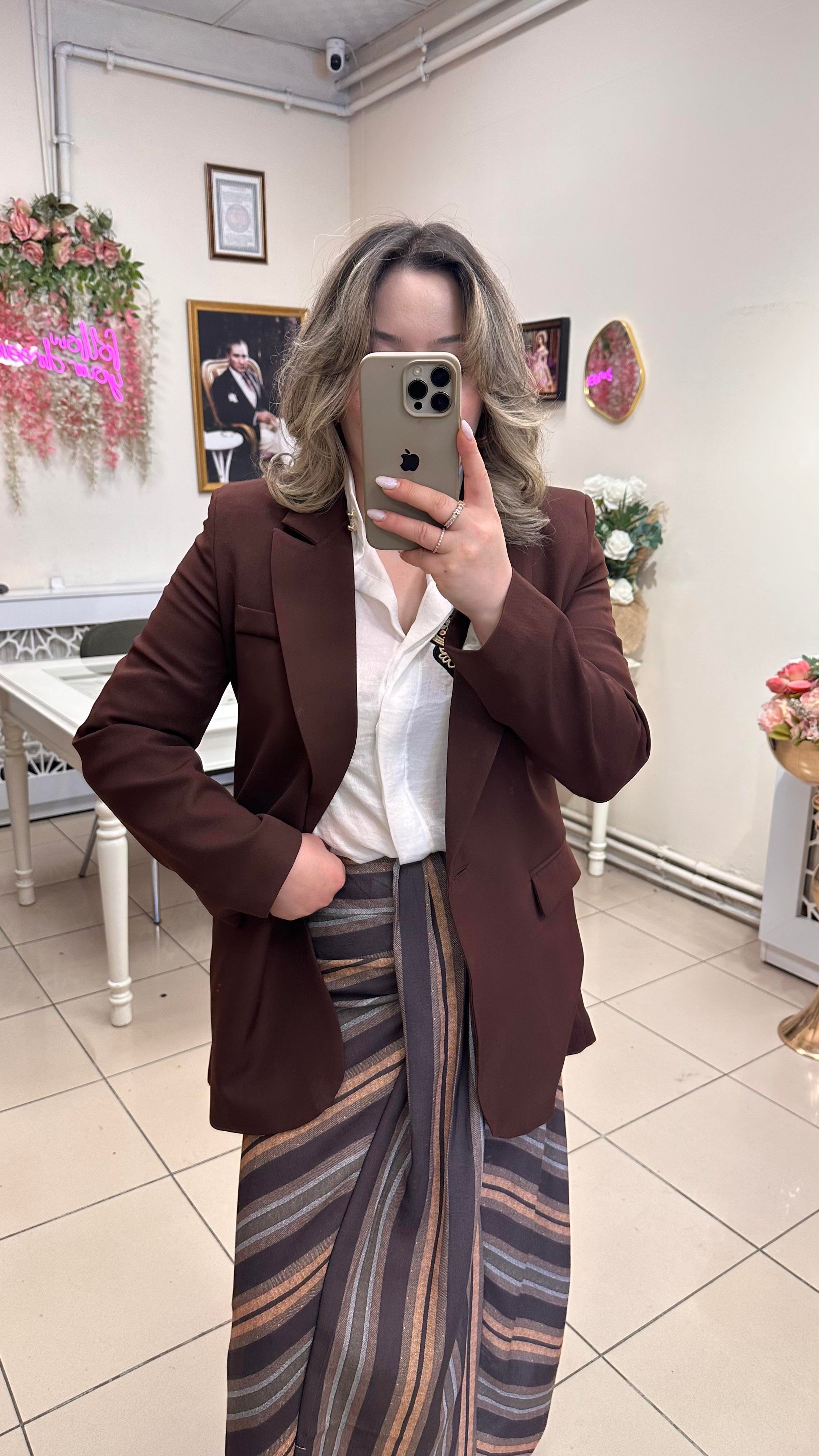QUZU MARKA BLAZER CEKET ACI KAHVE