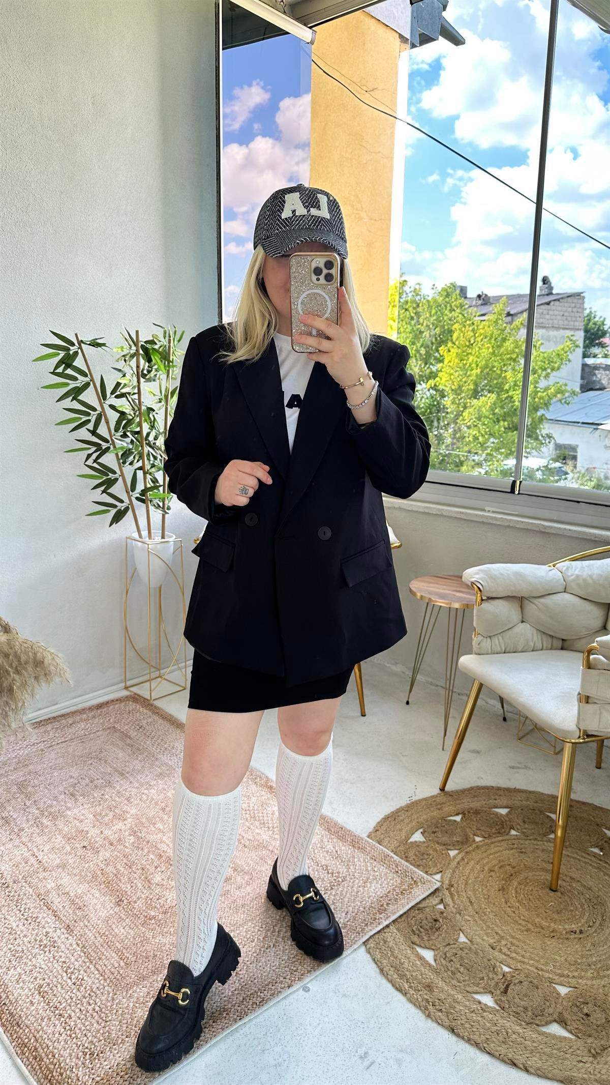 Siyah Düğmeli Blazer Ceket