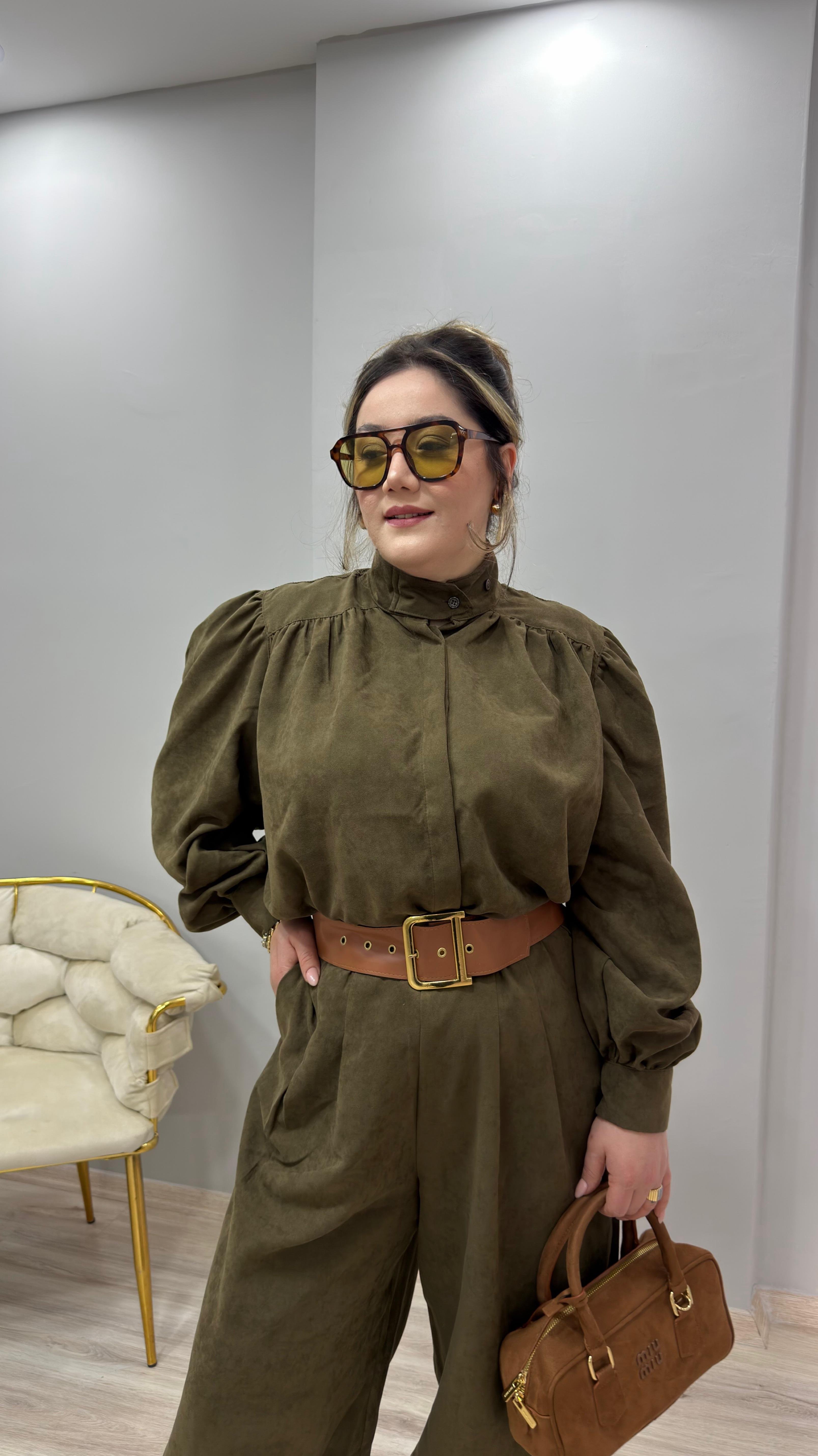 SÜET DİK YAKA BOHEM TAKIM HAKİ