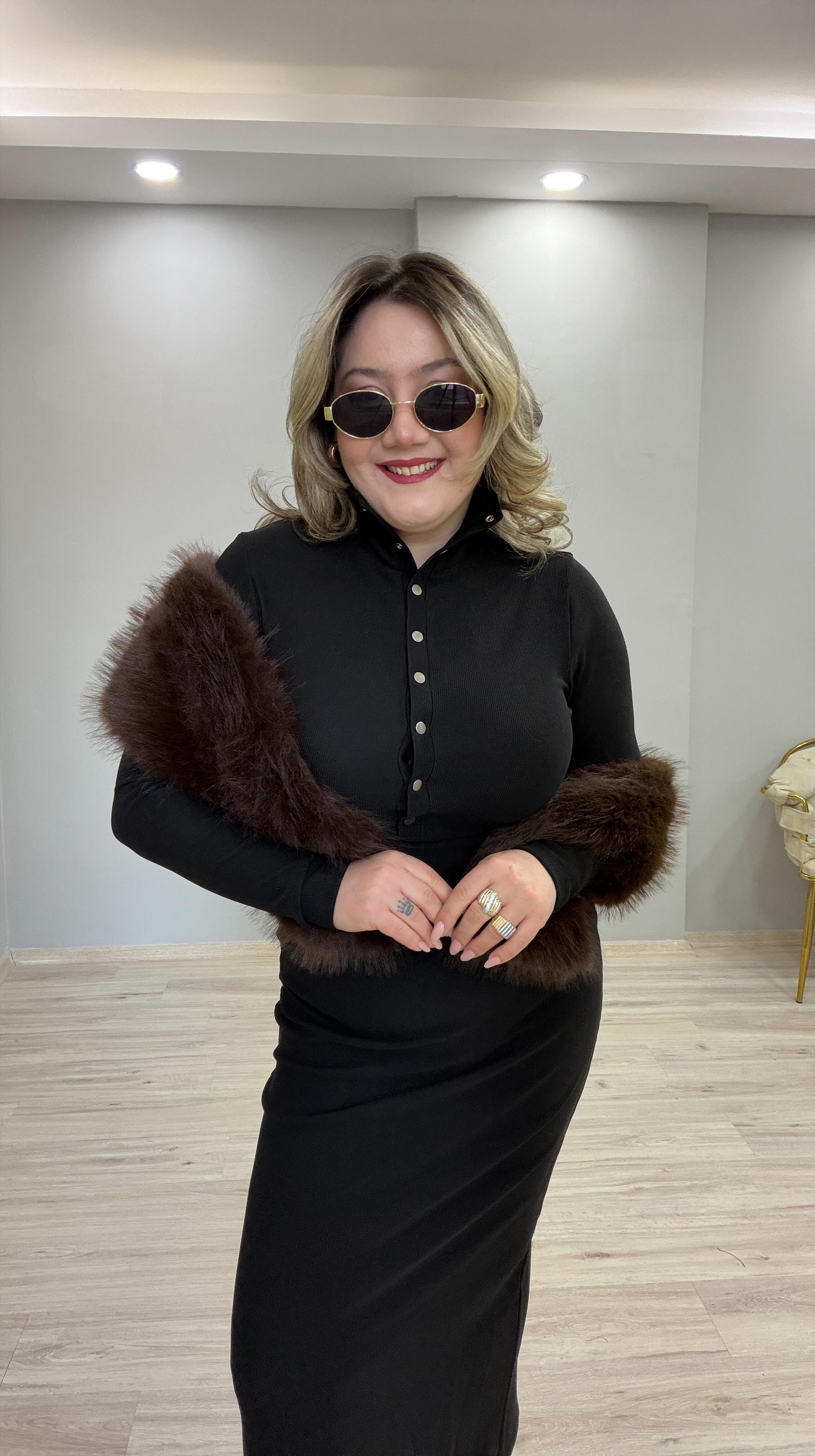 SUNİ KÜRK OTRİŞ ATKI KAHVE