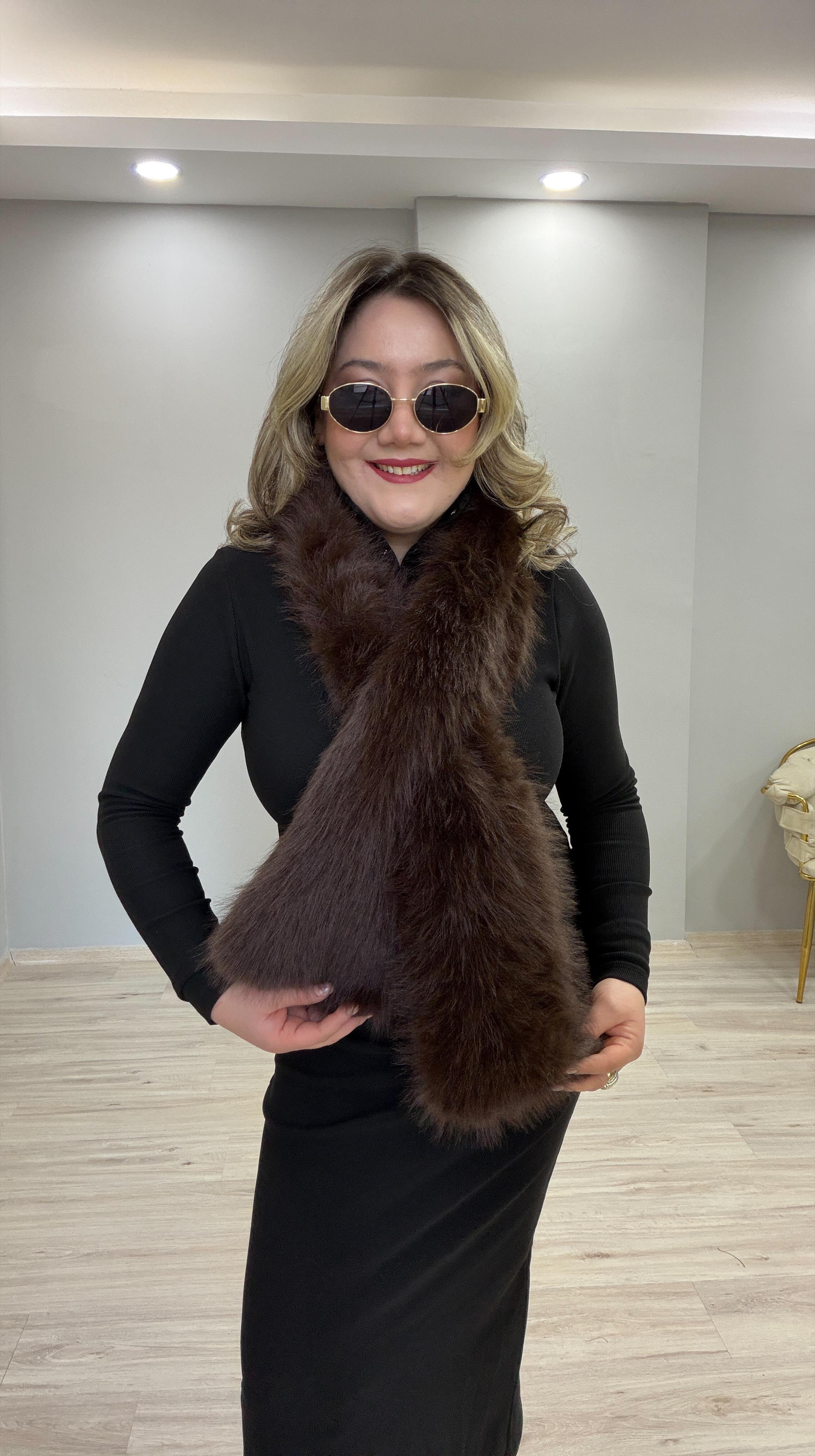 SUNİ KÜRK OTRİŞ ATKI KAHVE