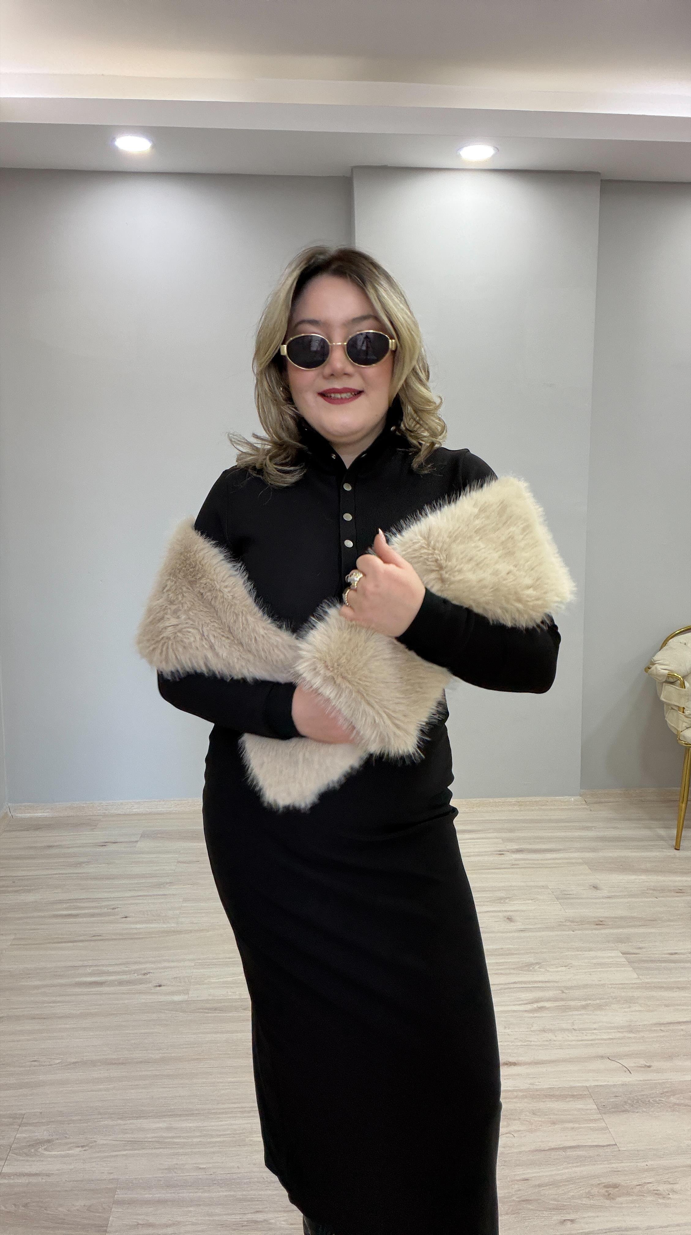 SUNİ KÜRK OTRİŞ ATKI TAŞ