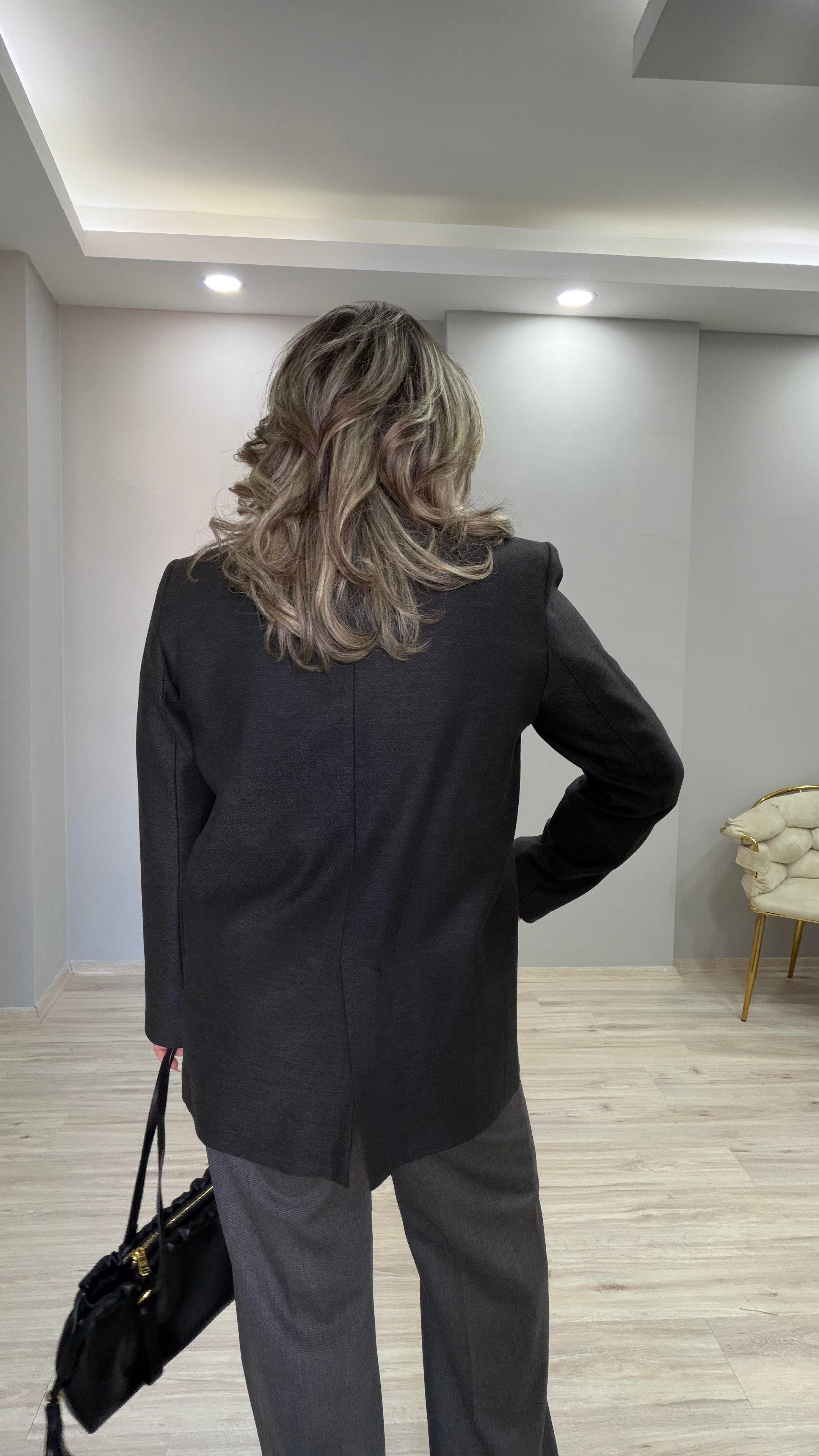 TEK DÜĞMELİ KLASİK BLAZER CEKET ANTRASİT