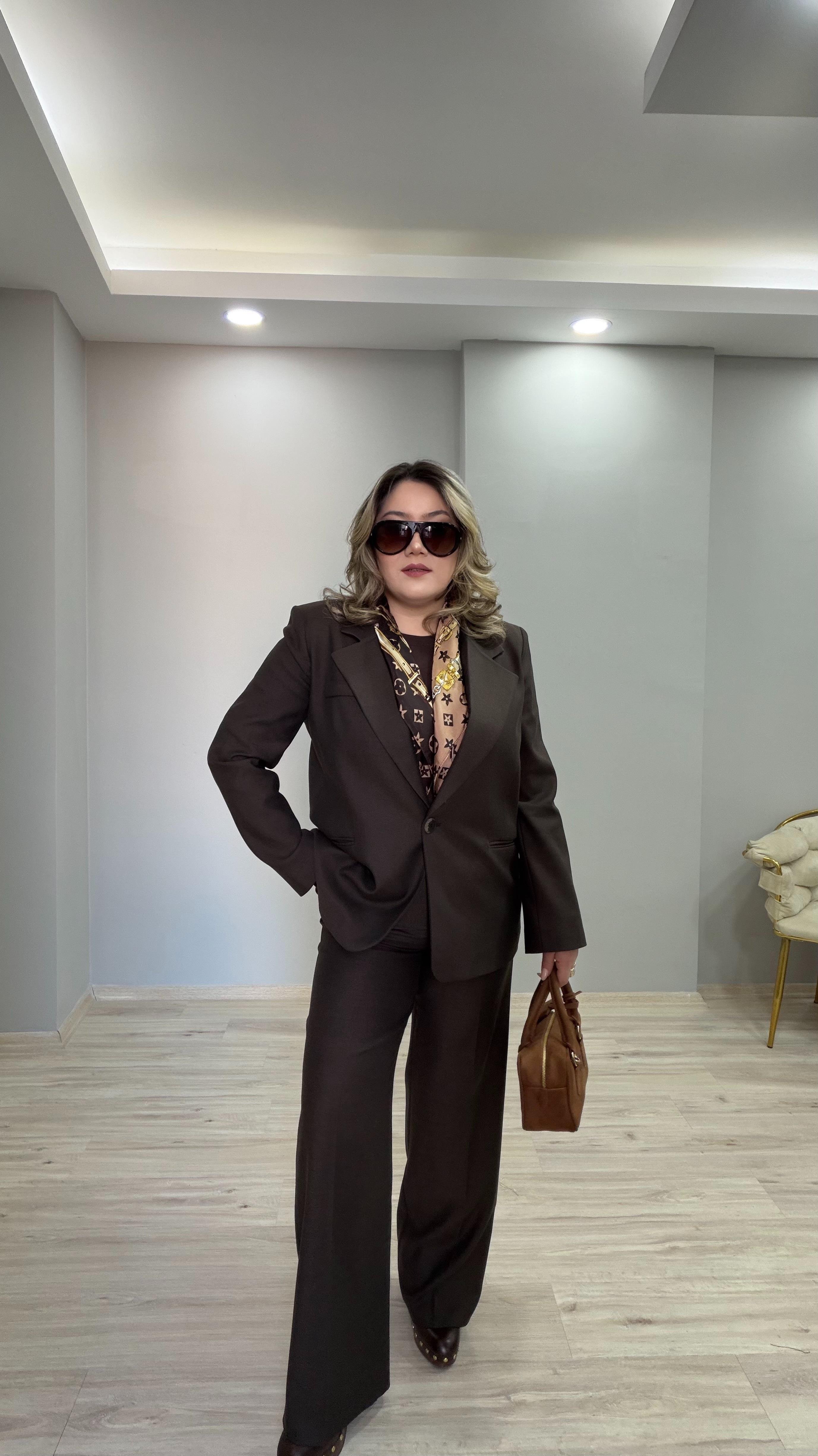 TEK DÜĞMELİ KLASİK BLAZER CEKET KAHVE