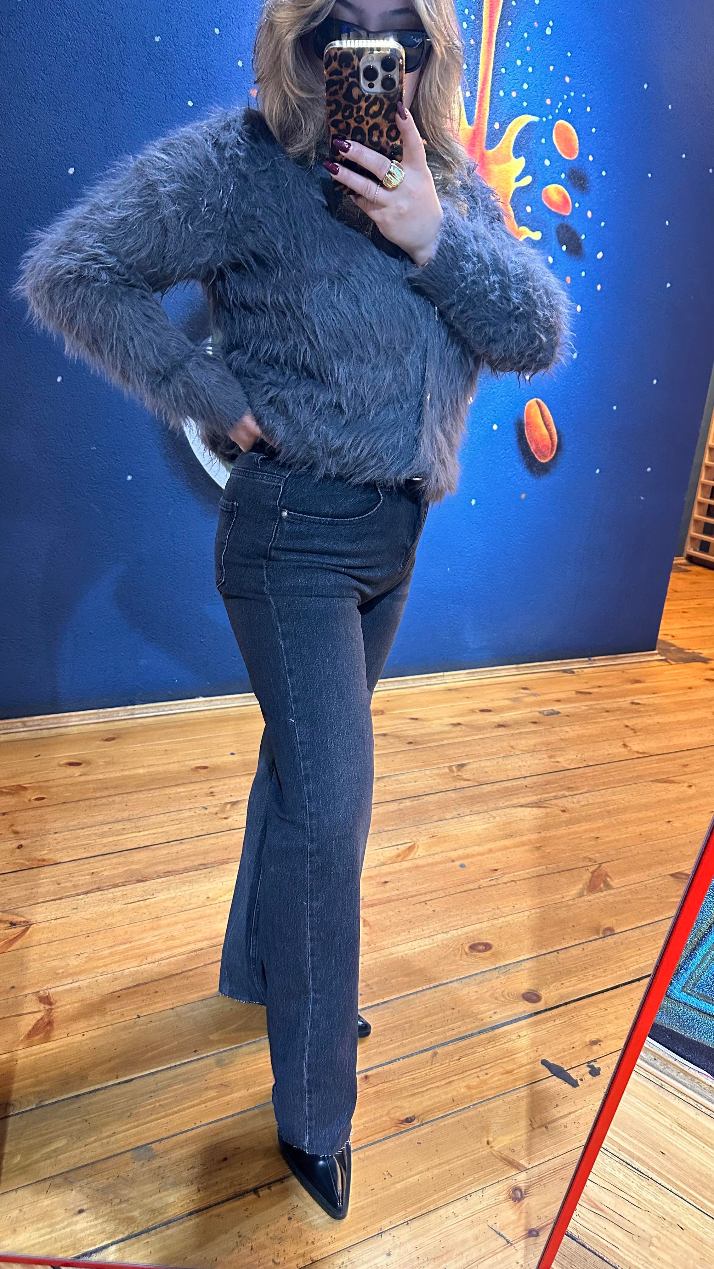 YÜKSEK BEL WİDE LEG JEAN ANTRASİT