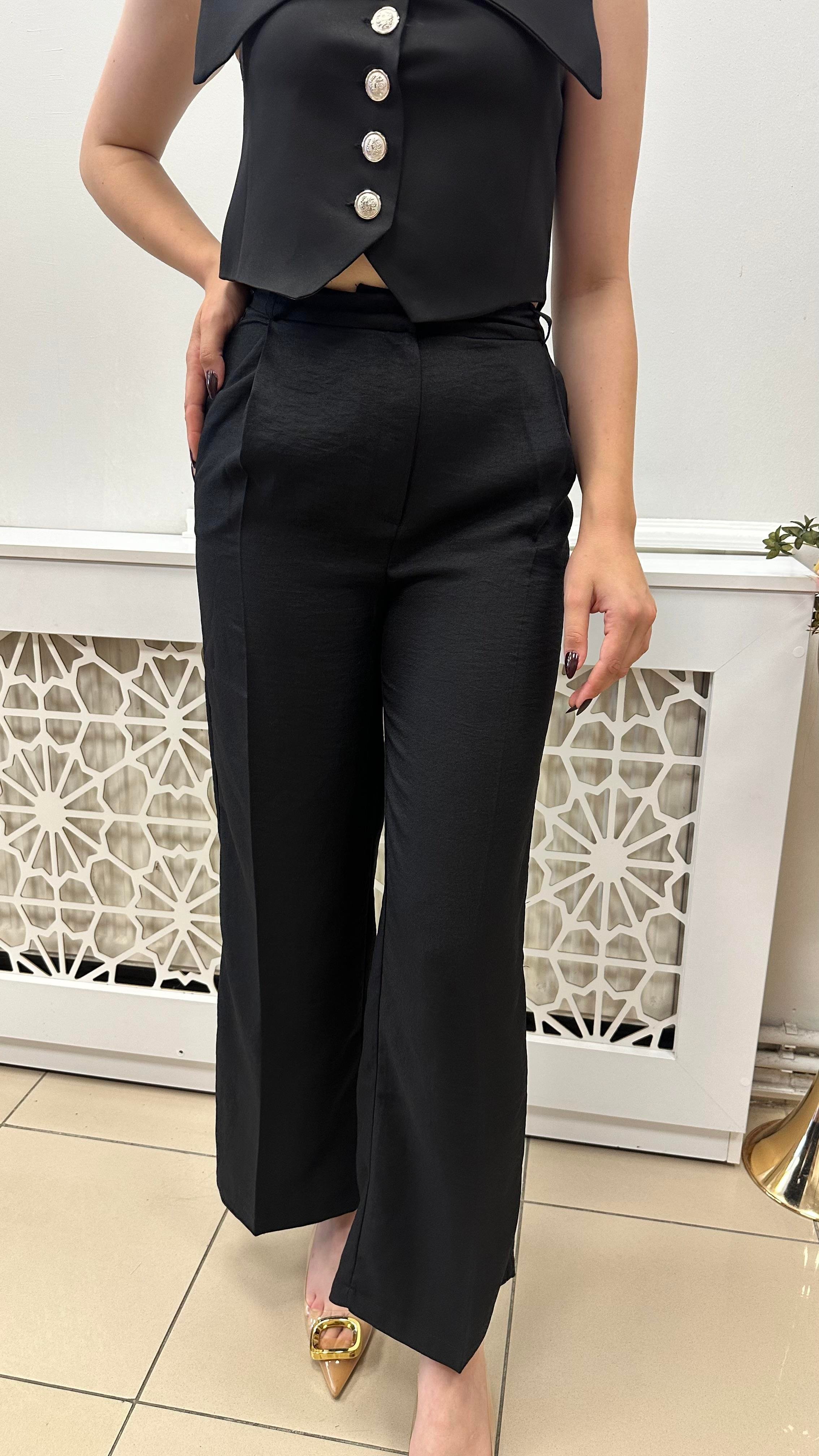 ZR PİLELİ ŞIK PANTOLON SİYAH