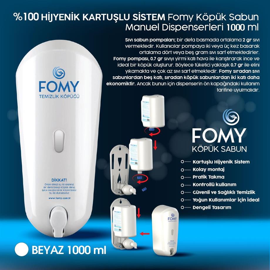 FOMY Classic Köpük Sabun 4'lü ve 1 Adet Dispenser 1000 ml