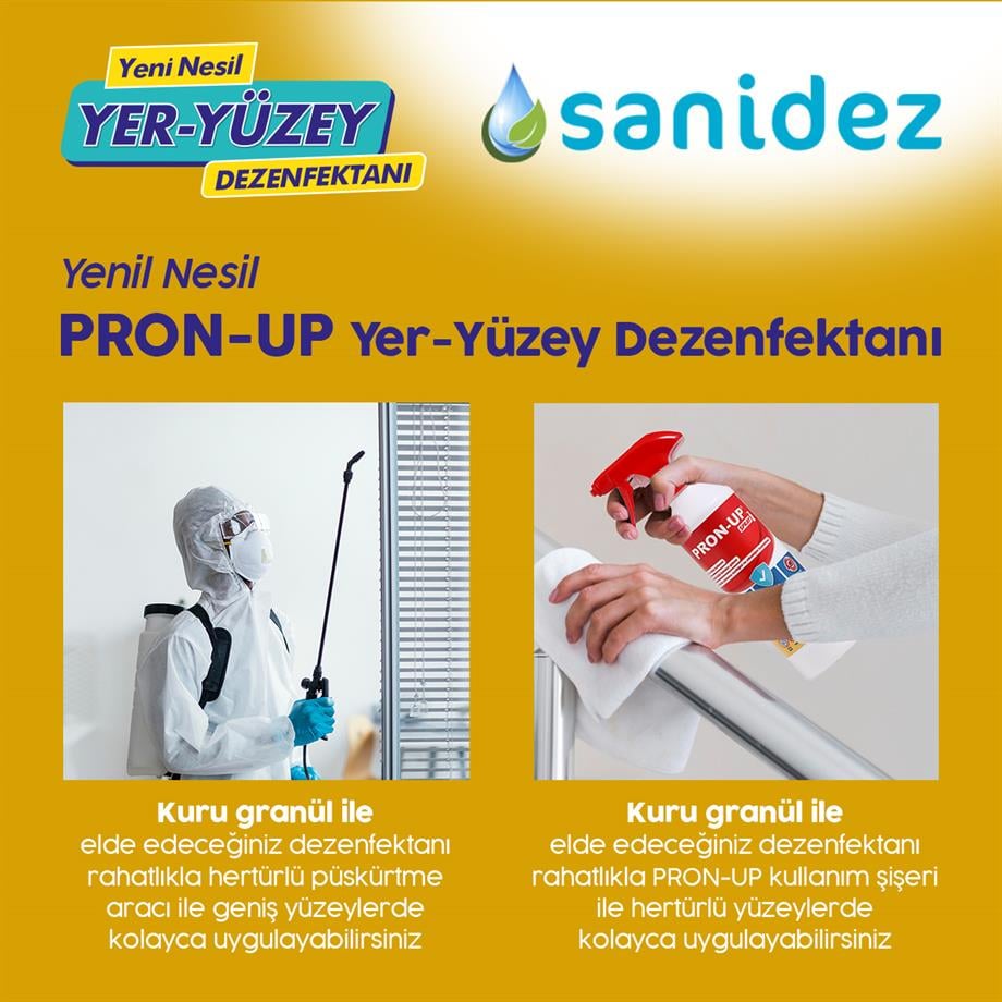 SANİDEZ Pron-Up Yeni Nesil Yer-Yüzey Dezenfektanı 1kg