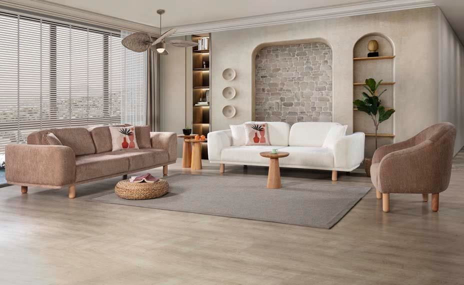  Bohem Ahşap Yataklı Koltuk Takımı