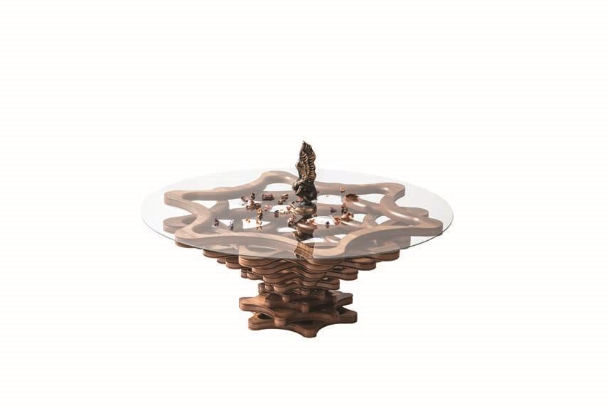 101 Orta Sehpa Özel Kesim Doğal Ahşap Gövde Cam Üst Tabla