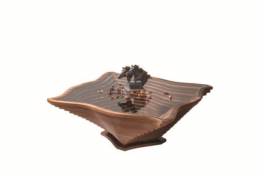 102 Orta Sehpa Özel Kesim Doğal Ahşap Gövde Cam Üst Tabla