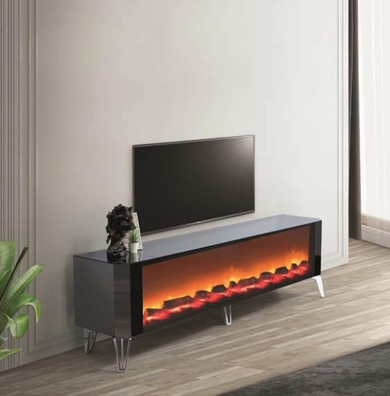 Ares Şömineli Komple Aynalı Tv Ünitesi