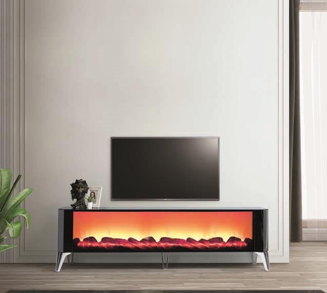 Ares Şömineli Komple Aynalı Tv Ünitesi