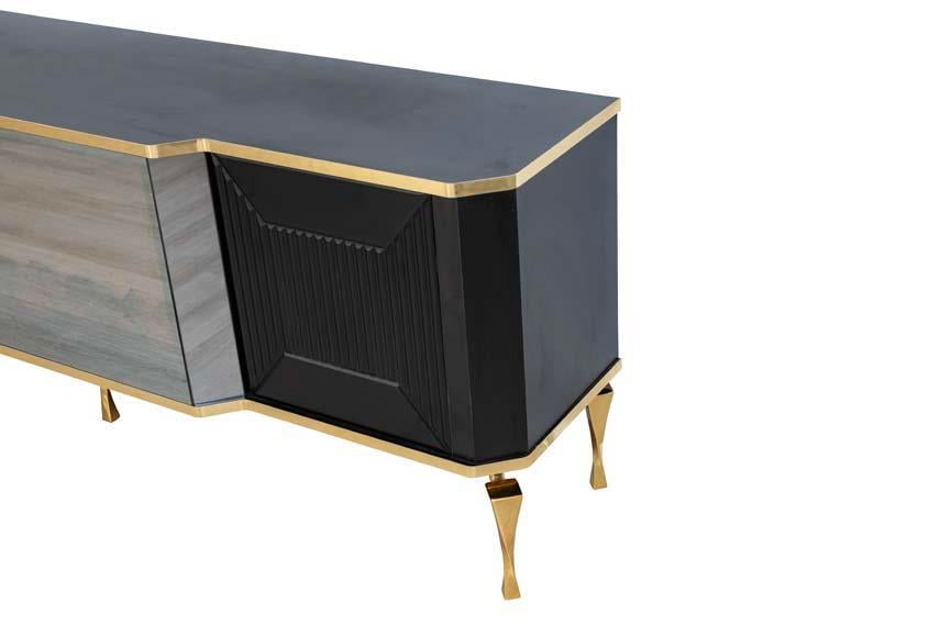 Belgrad Siyah Şömineli Tv Ünitesi Bluetooth Bağlantılı Kumandalı Renk Seçenekli