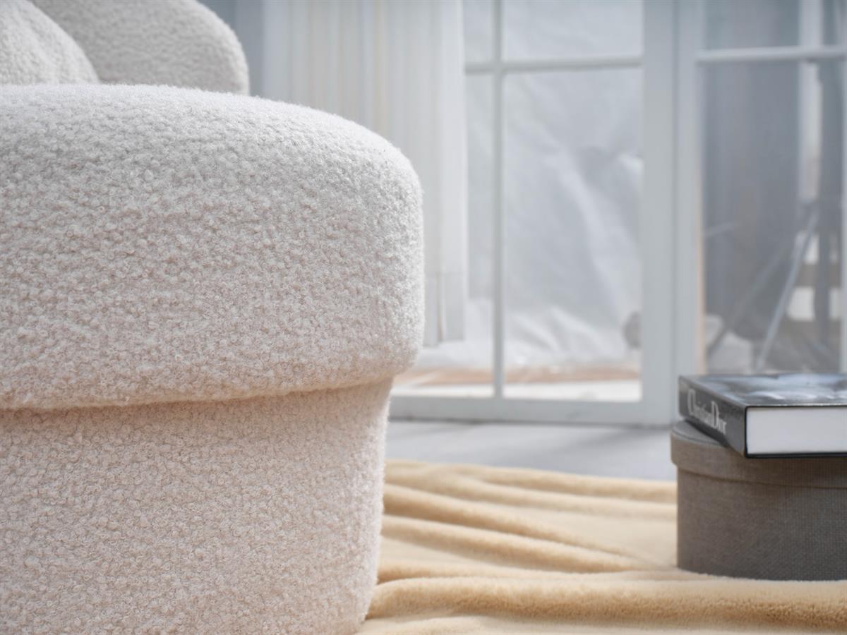 Bukle Modern Berjer Beyaz 