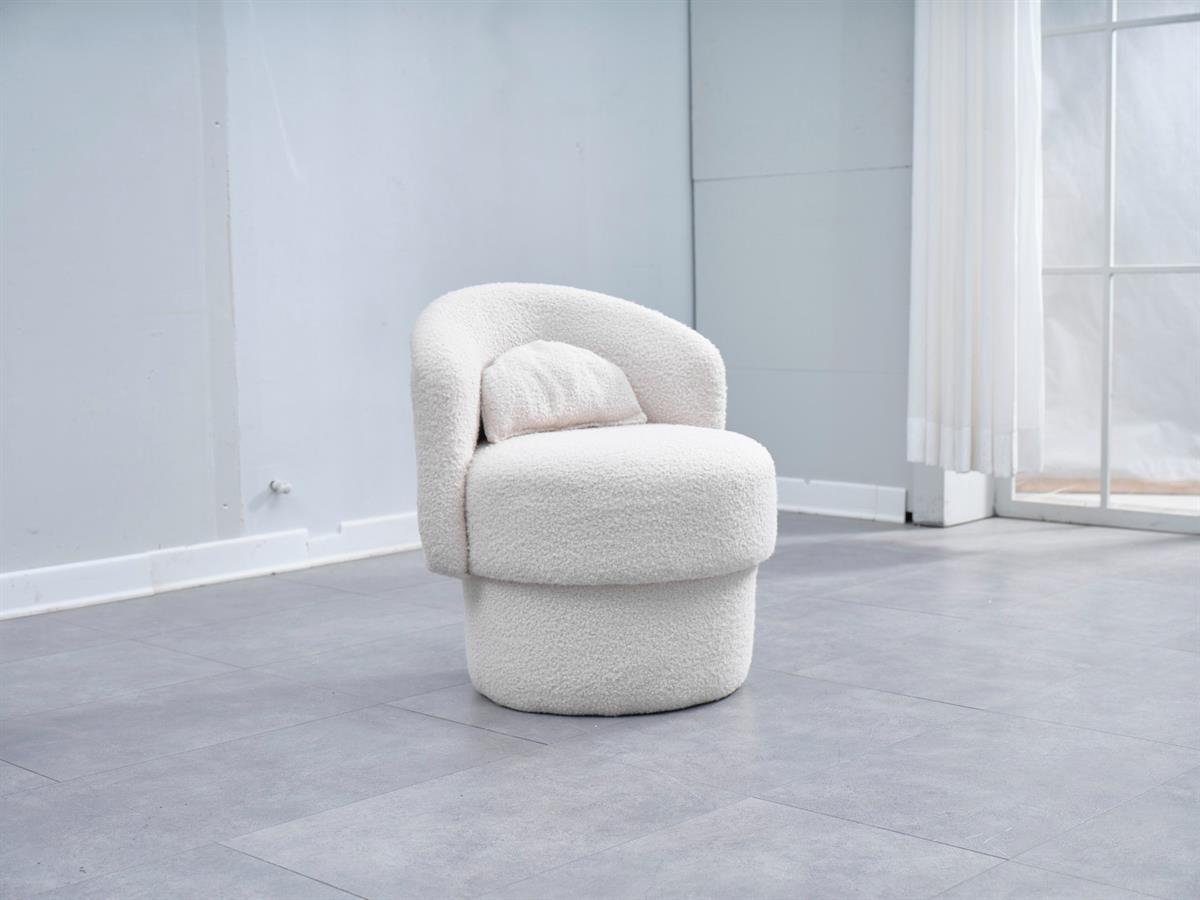 Bukle Modern Berjer Beyaz 