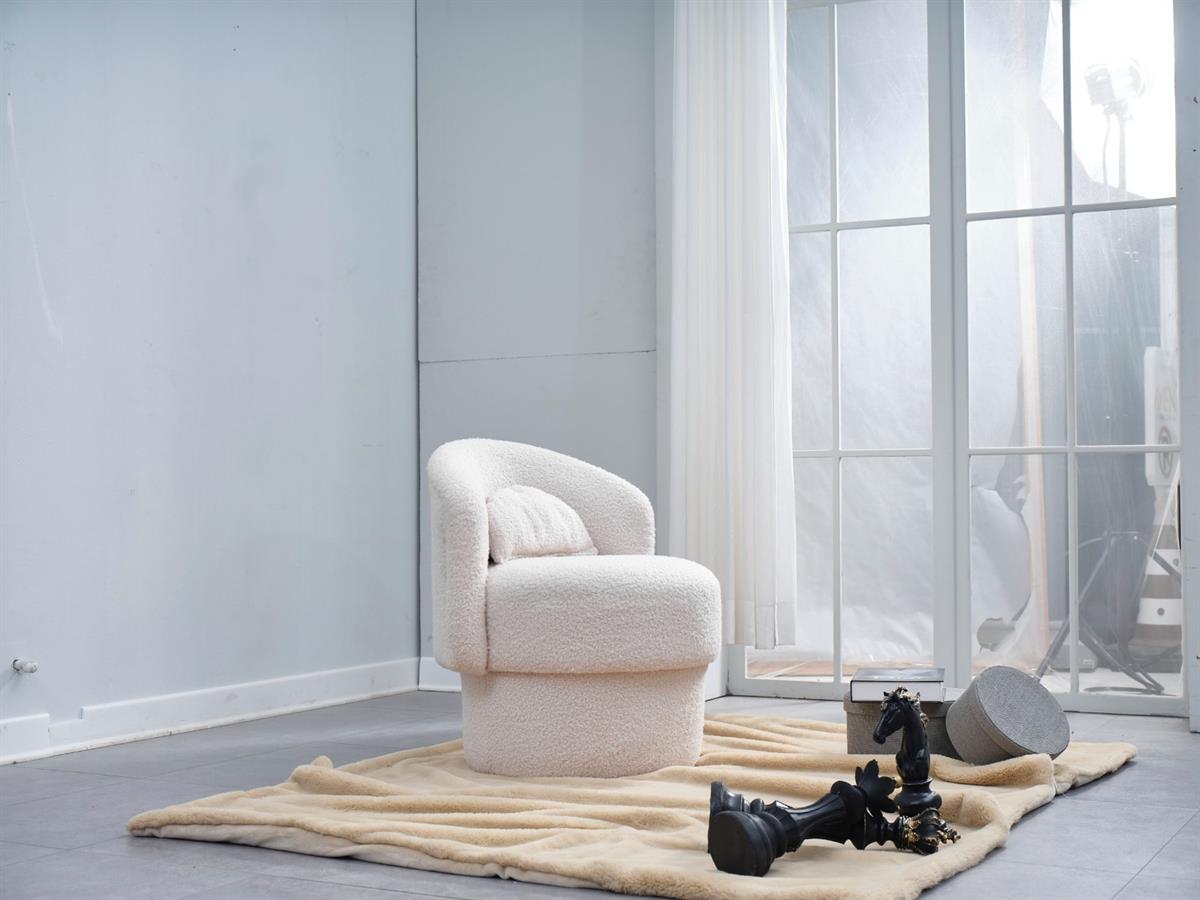 Bukle Modern Berjer Beyaz 