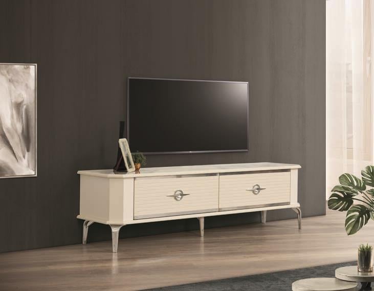 Clas Beyaz-Gümüş Çekmeceli Tv Ünitesi