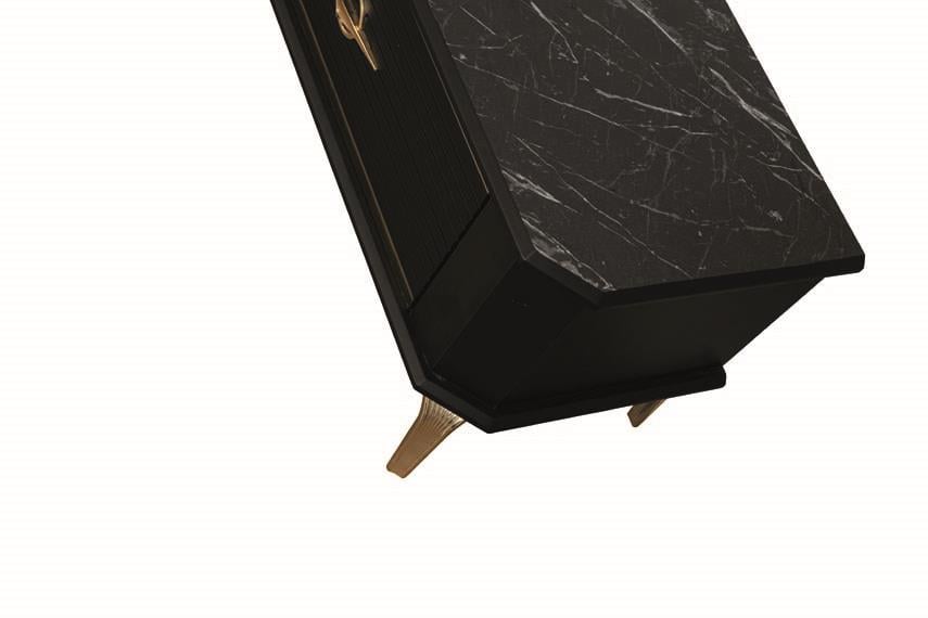 Clas Siyah-Gold Çekmeceli Tv Ünitesi