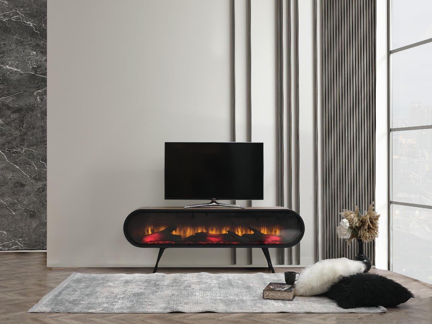 Duo Şömineli Tv Ünitesi Ceviz 180 CM