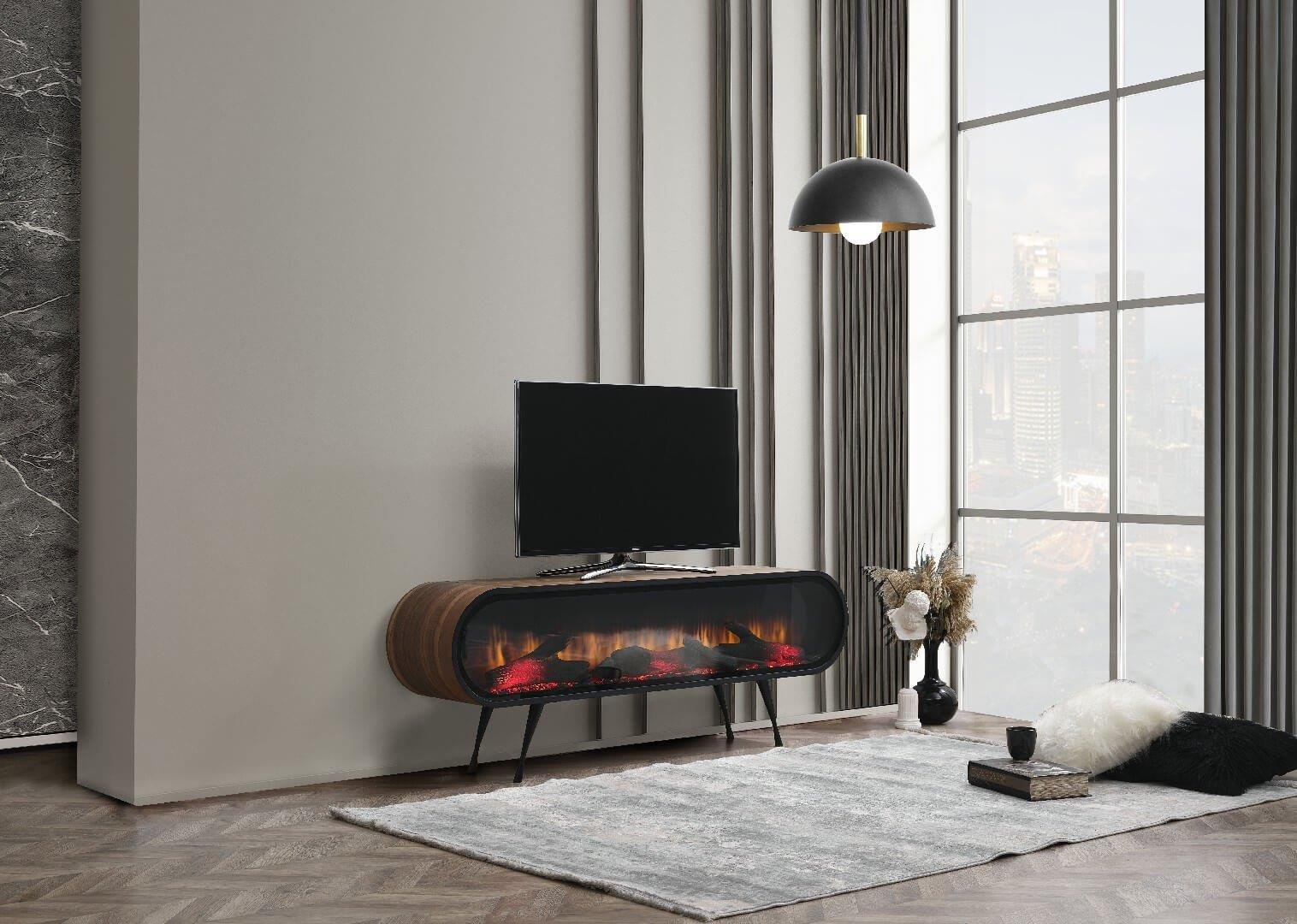 Duo Şömineli Tv Ünitesi Ceviz 180 CM