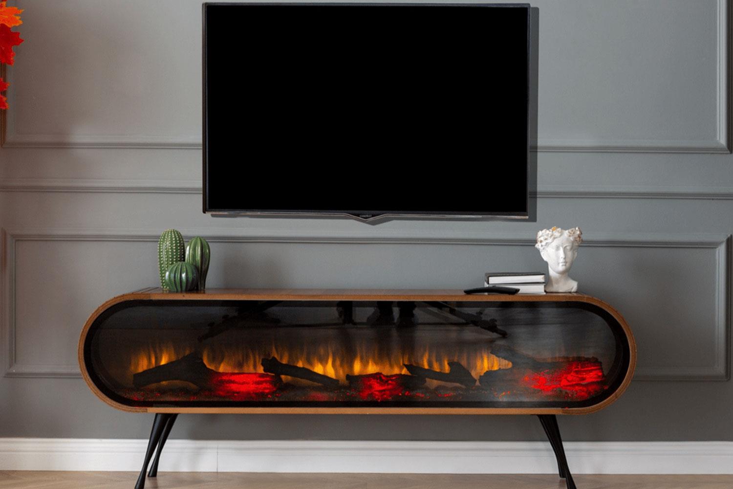 DUO Şömineli Tv Ünitesi Ceviz